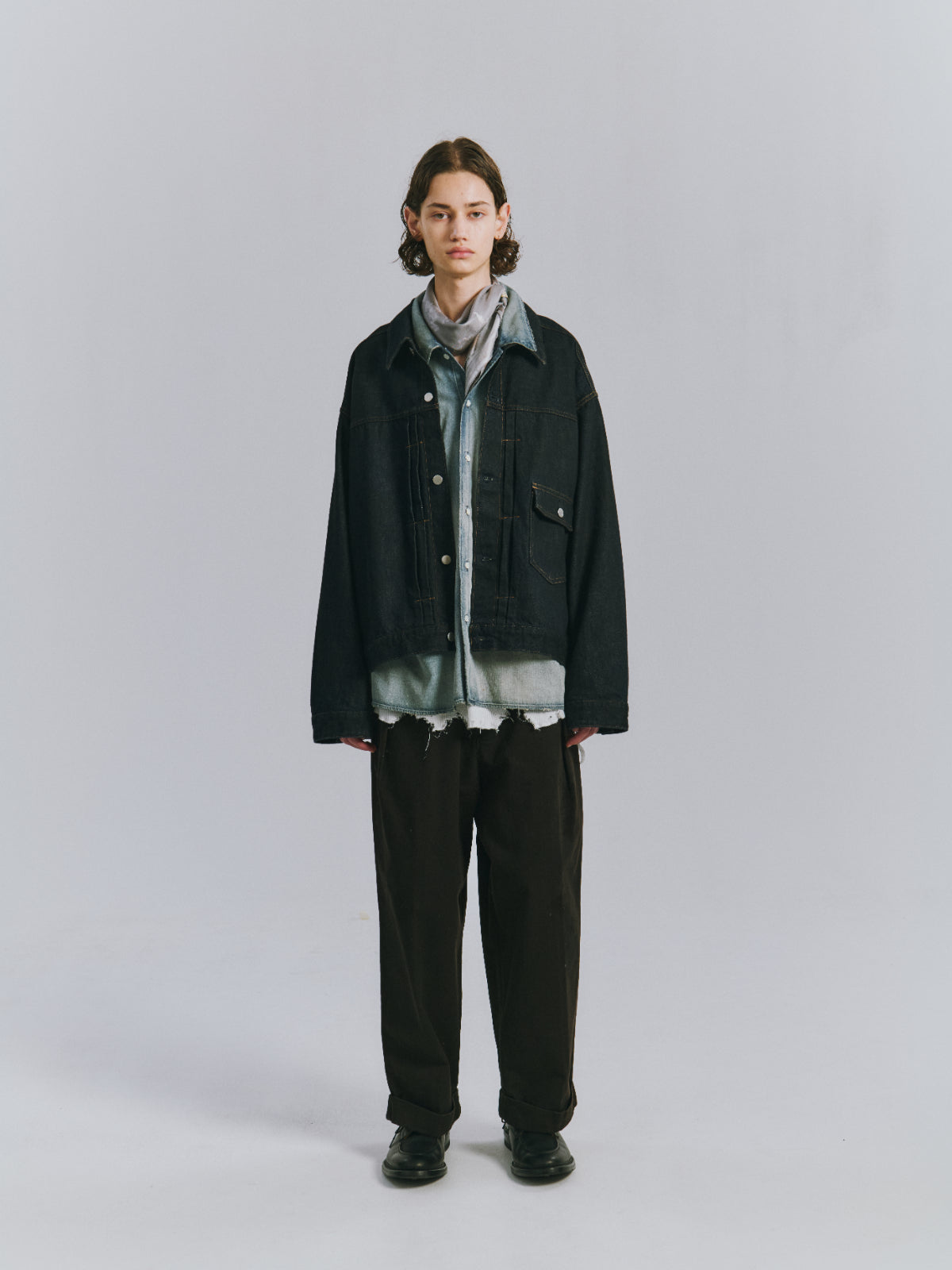 DOUBLE-CUFF CHINO PANTS(BLACK)