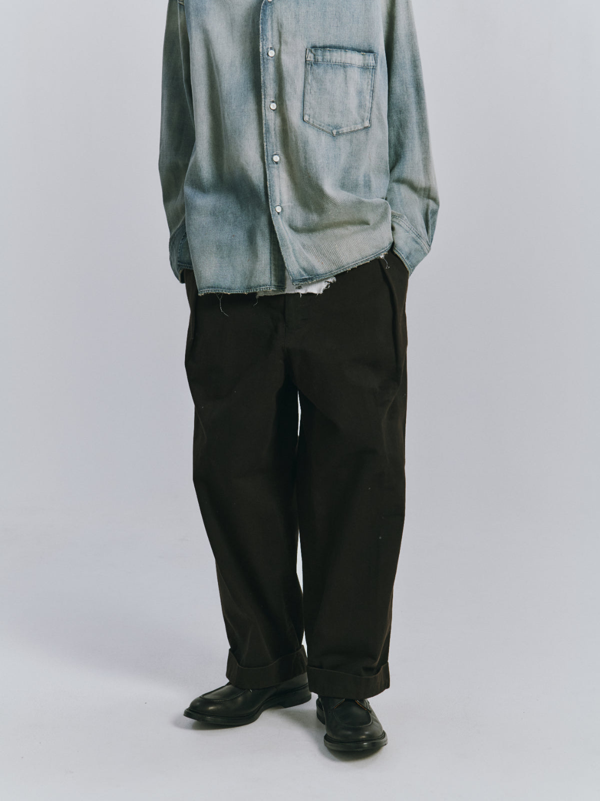 DOUBLE-CUFF CHINO PANTS(BLACK)