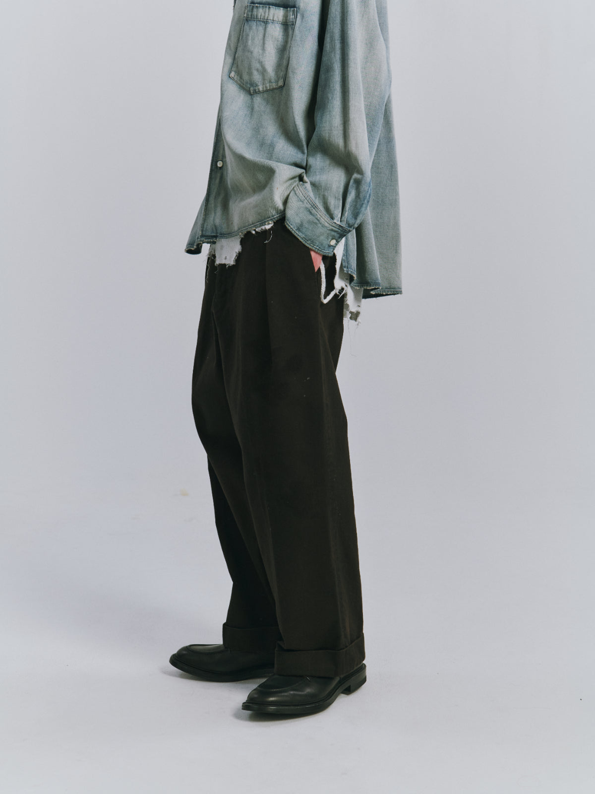 DOUBLE-CUFF CHINO PANTS(BLACK)