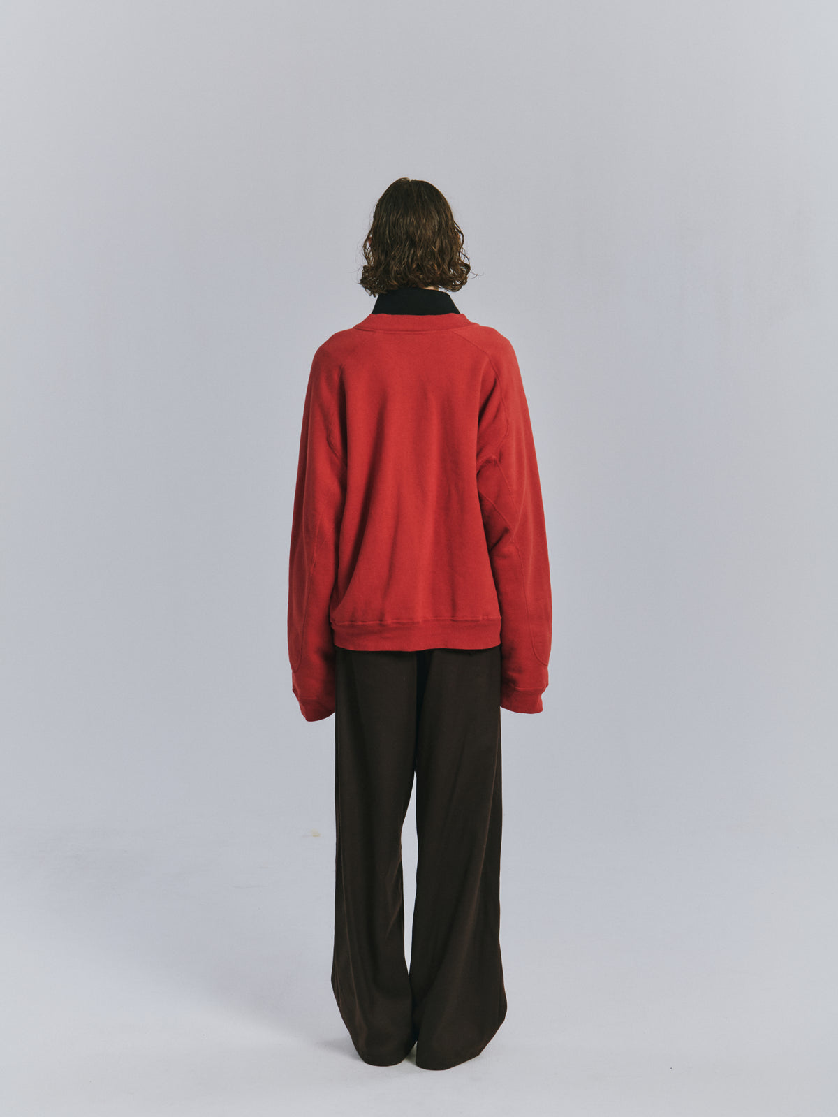 FLEECE-LINED SWEAT VARSITY SHIRT(RED)