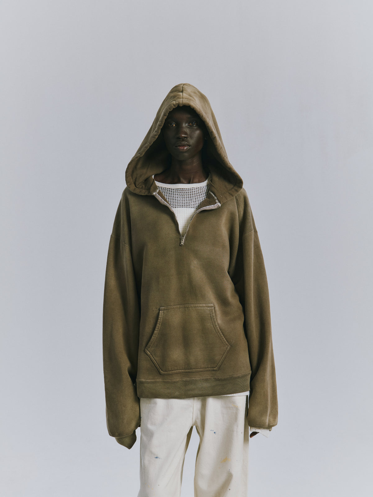 FLEECE-LINED SWEAT HOODIE(MARRON)