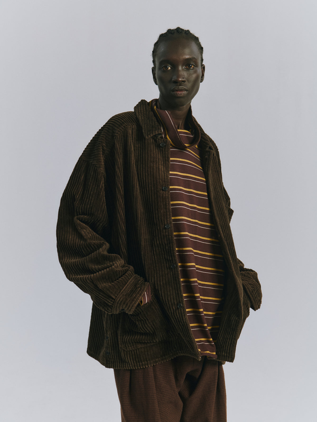 CORDUROY OPEN COLLAR SHIRT(IVORY)
