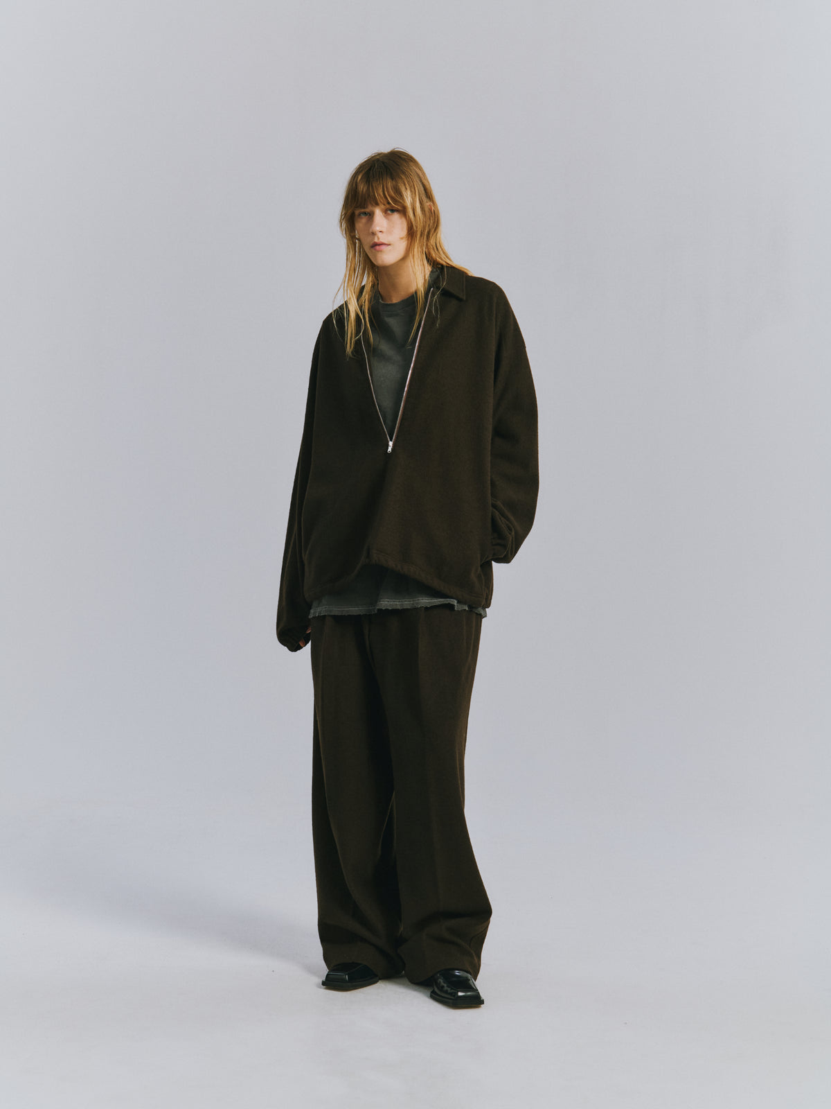 CORDUROY WIDE SLACKS(BLACK)