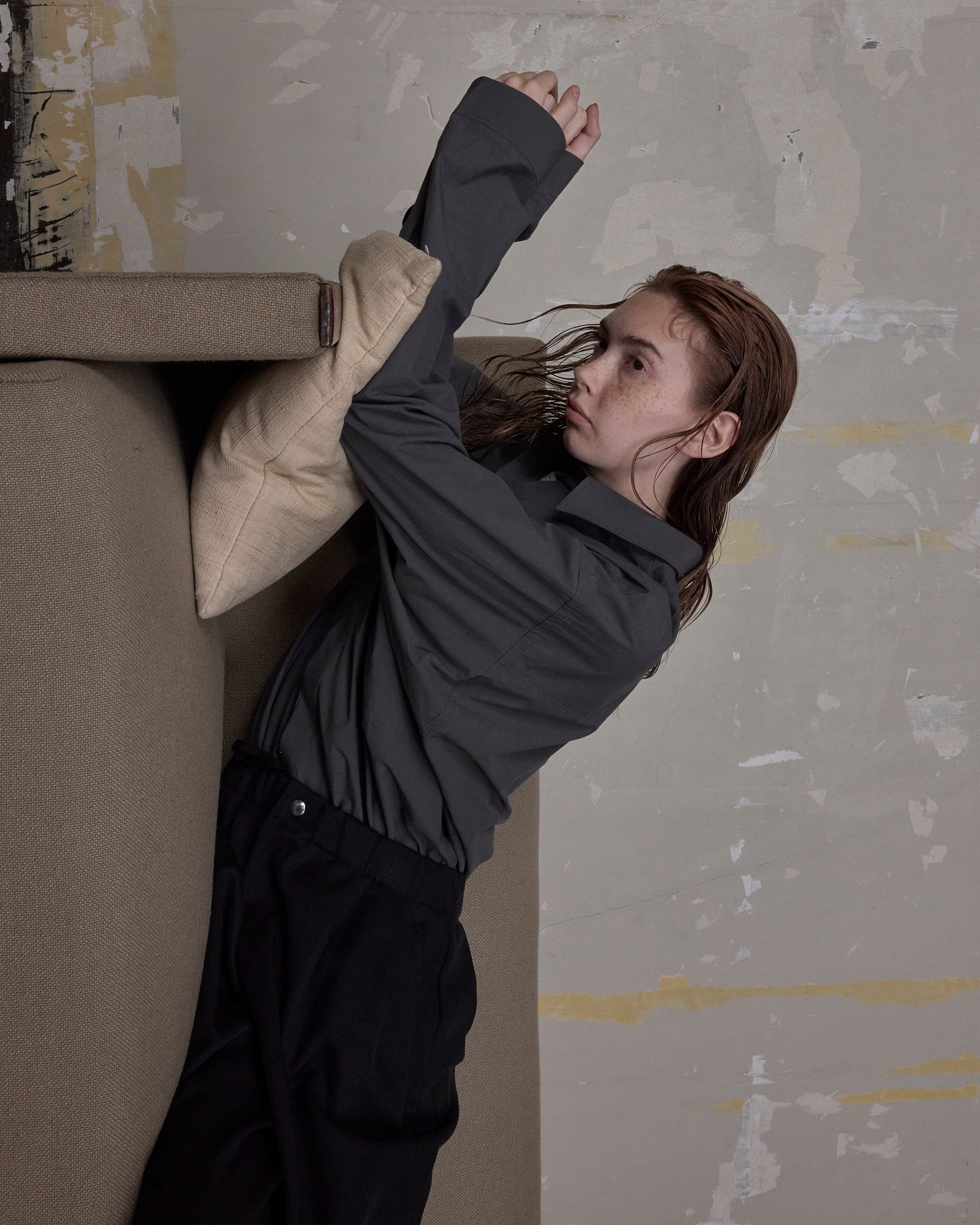 COTTON TYPEWRITER FLY FRONT SHIRT