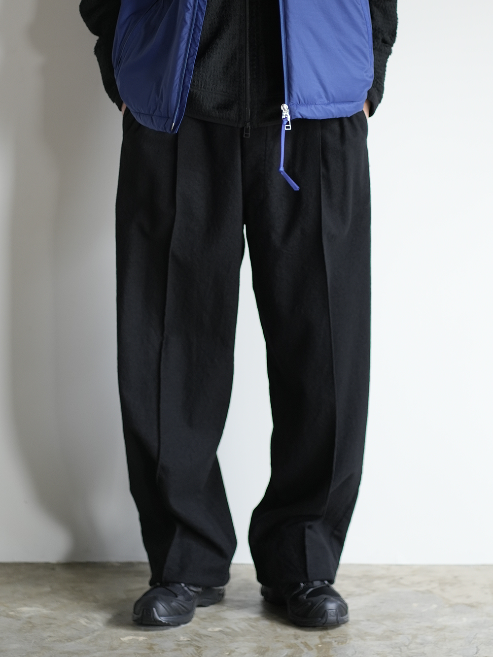 Boiled Wool Training Trousers(Black)