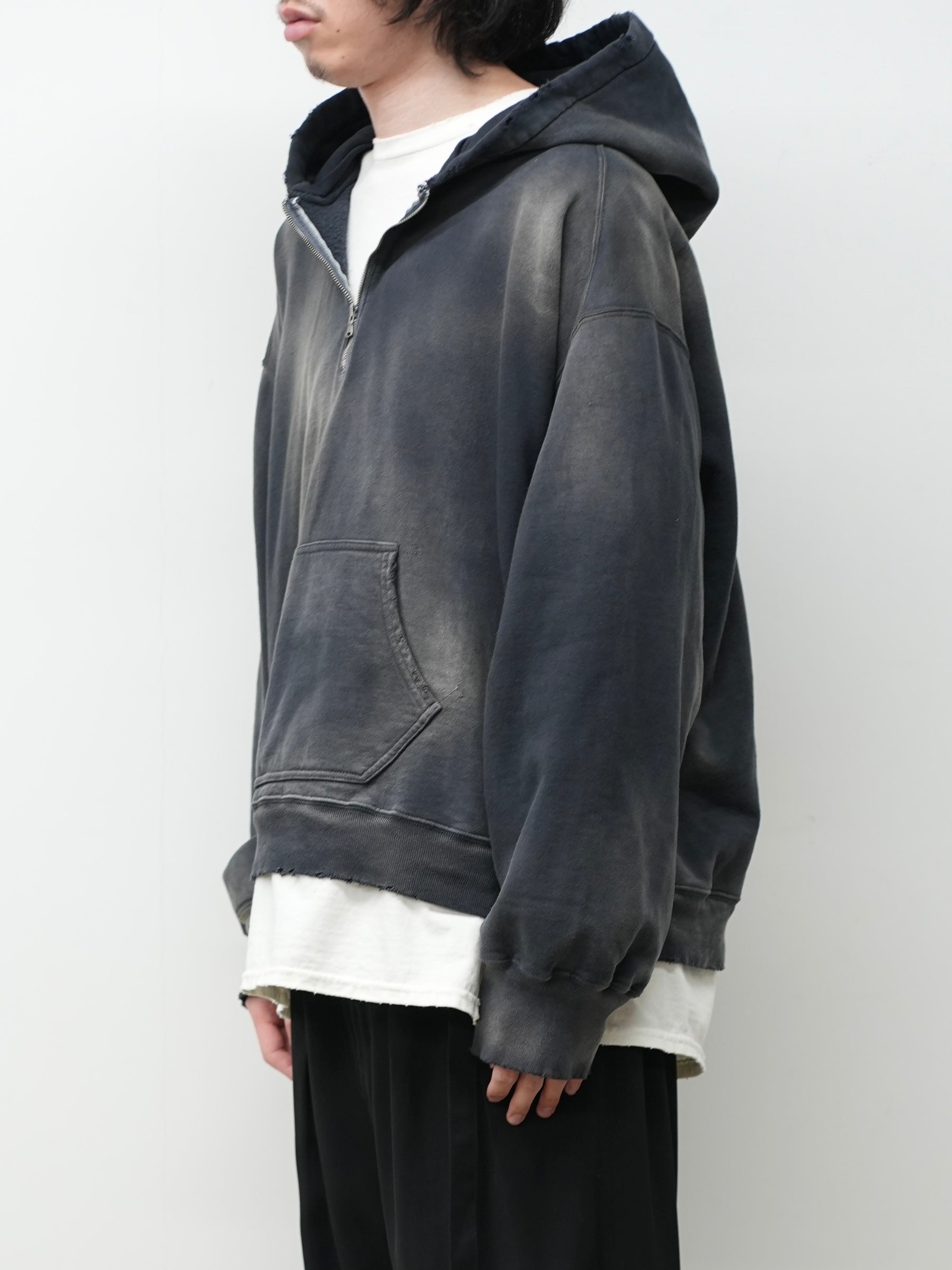 LIGHT LOOP ZIP HOODIE(BLACK)