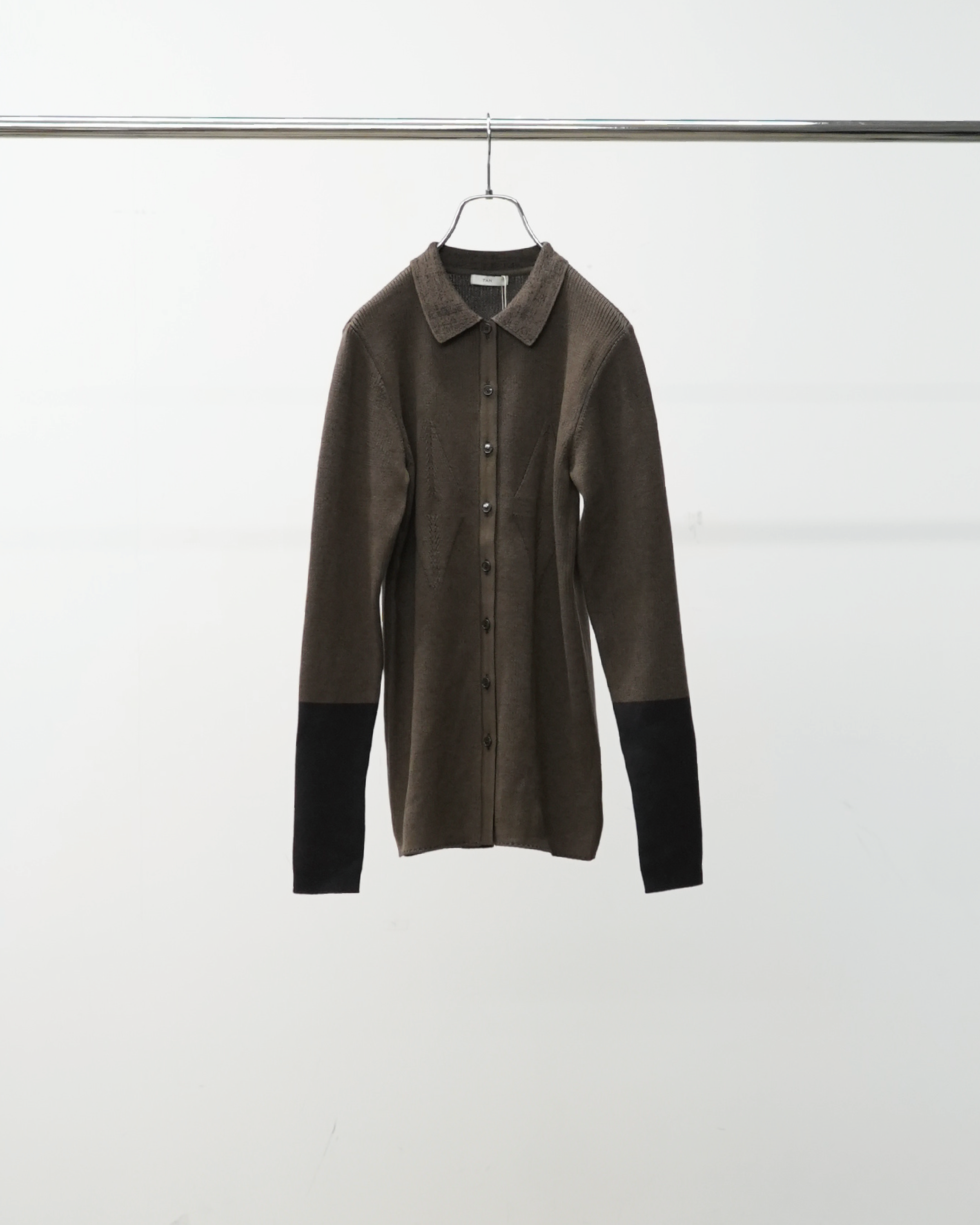 SMOOTH TENCEL WOOL KNIT DIA PATTERN SHIRTS