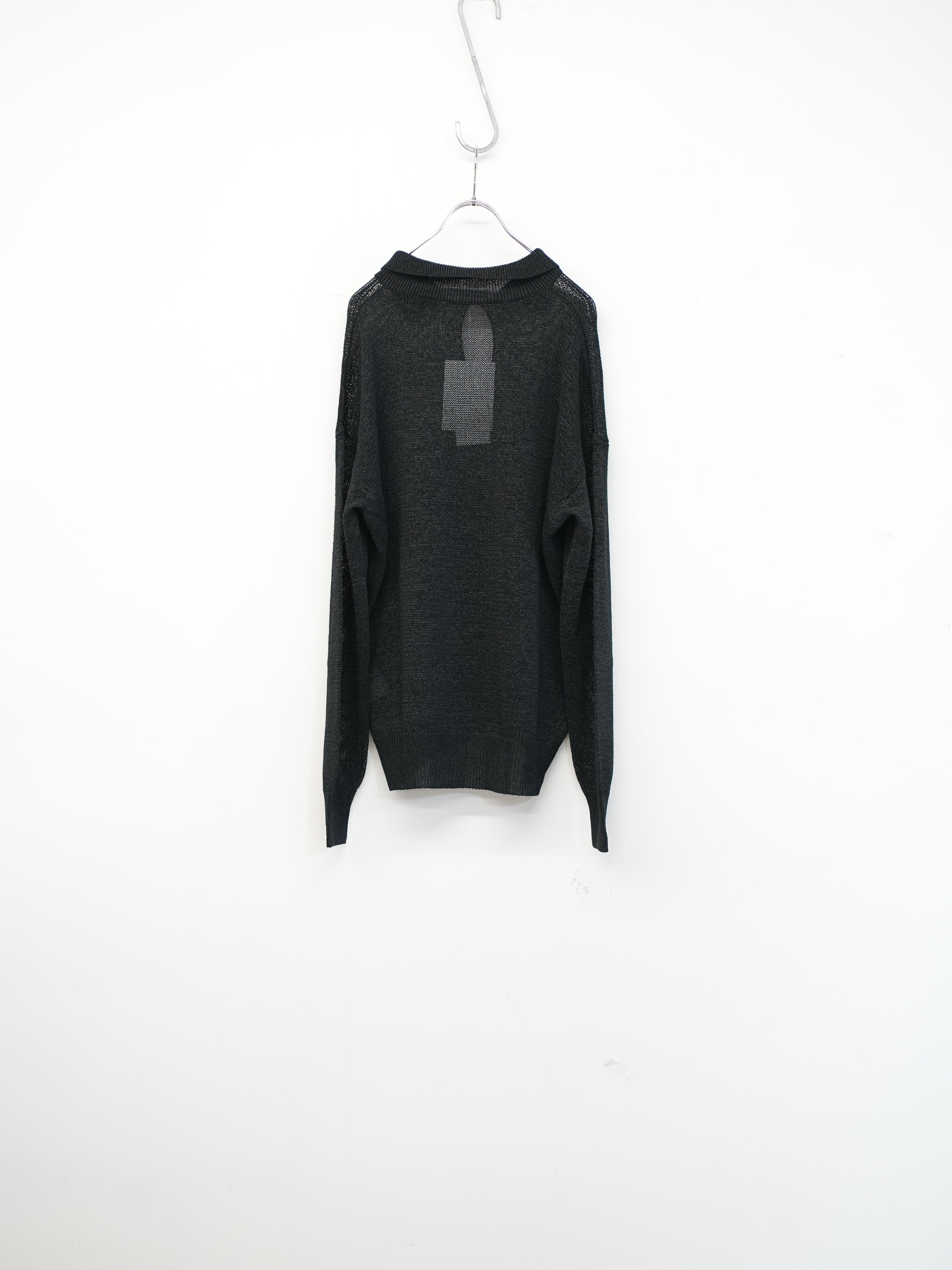 WASHI PAPER POLO SWEATER(Black)