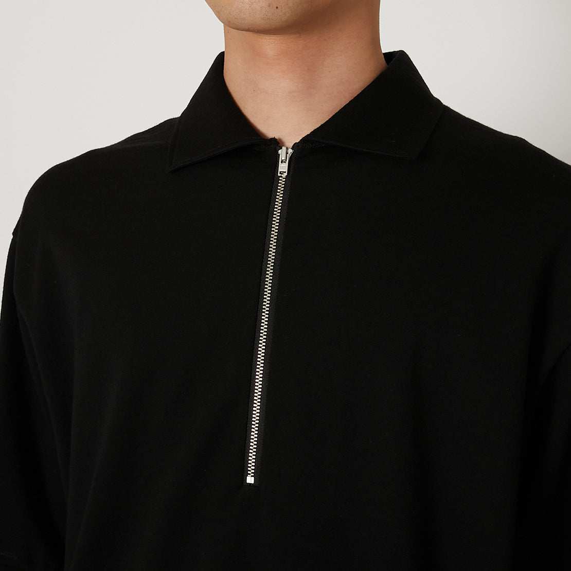 Super 140's Melino Wool Short Sleeve Half Zip