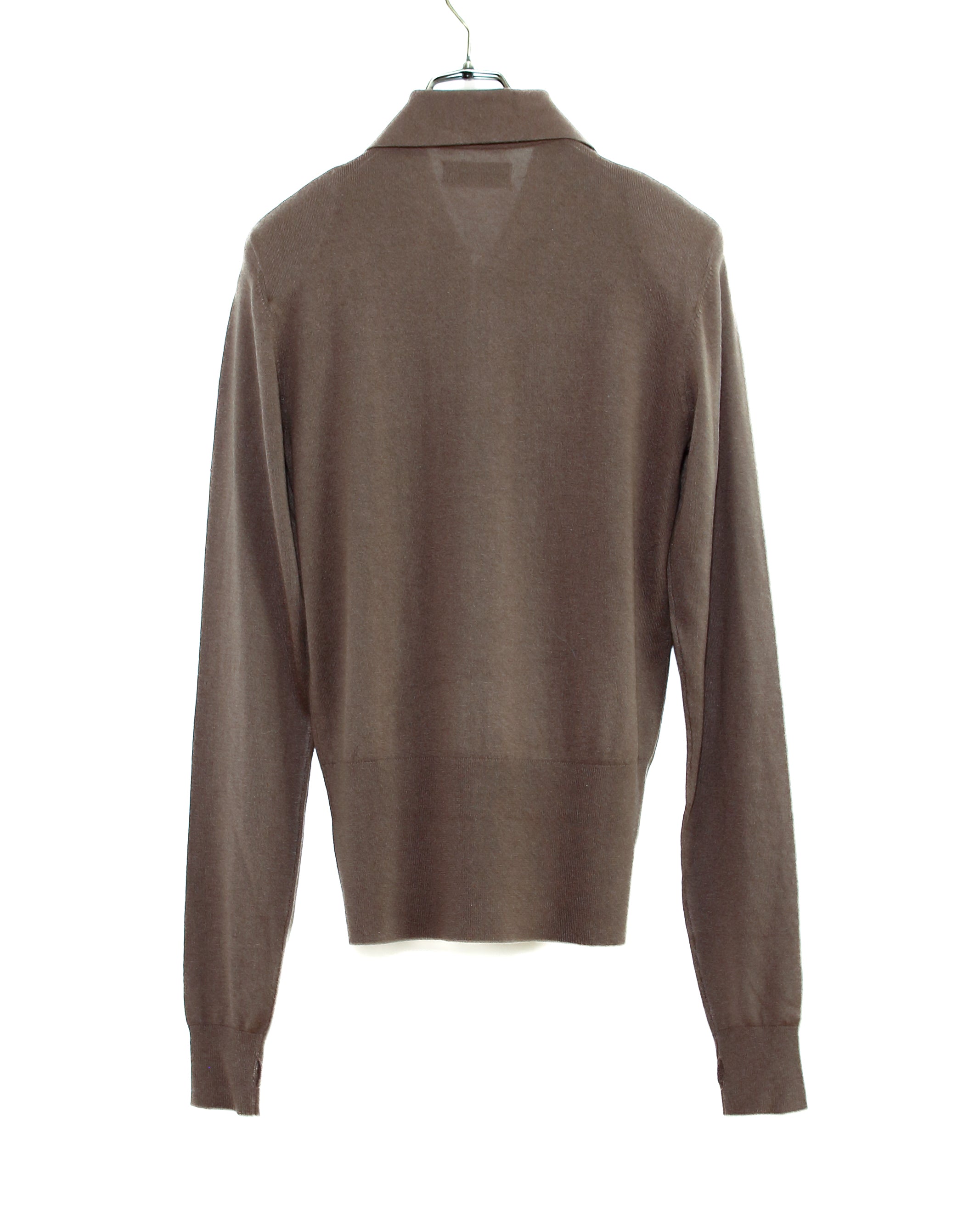 SILK CASHMERE PADDED ZIP PULLOVER KNIT (KHAKI BROWN)