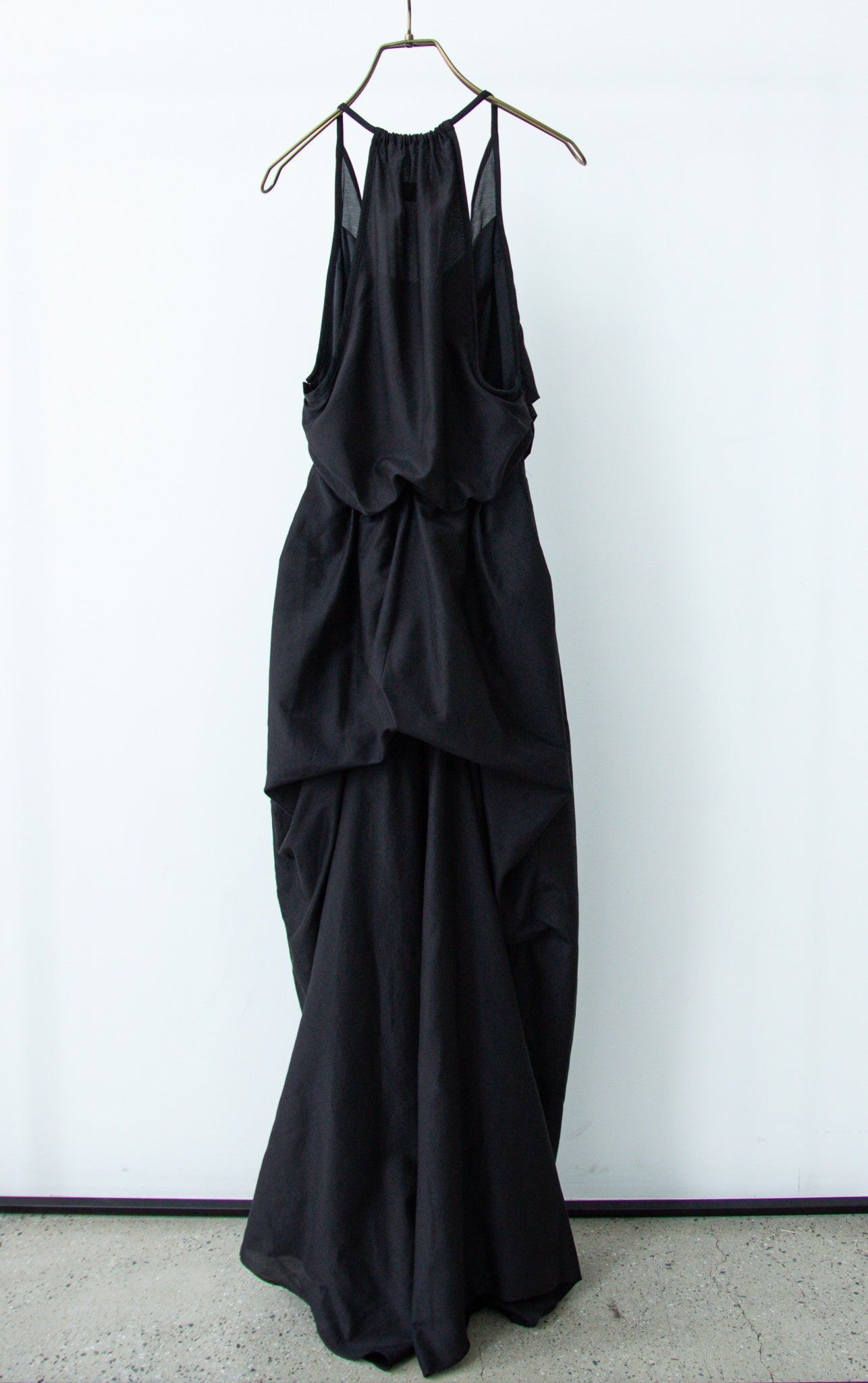 COTTON SILK DRAPE BUSTLE DRESS