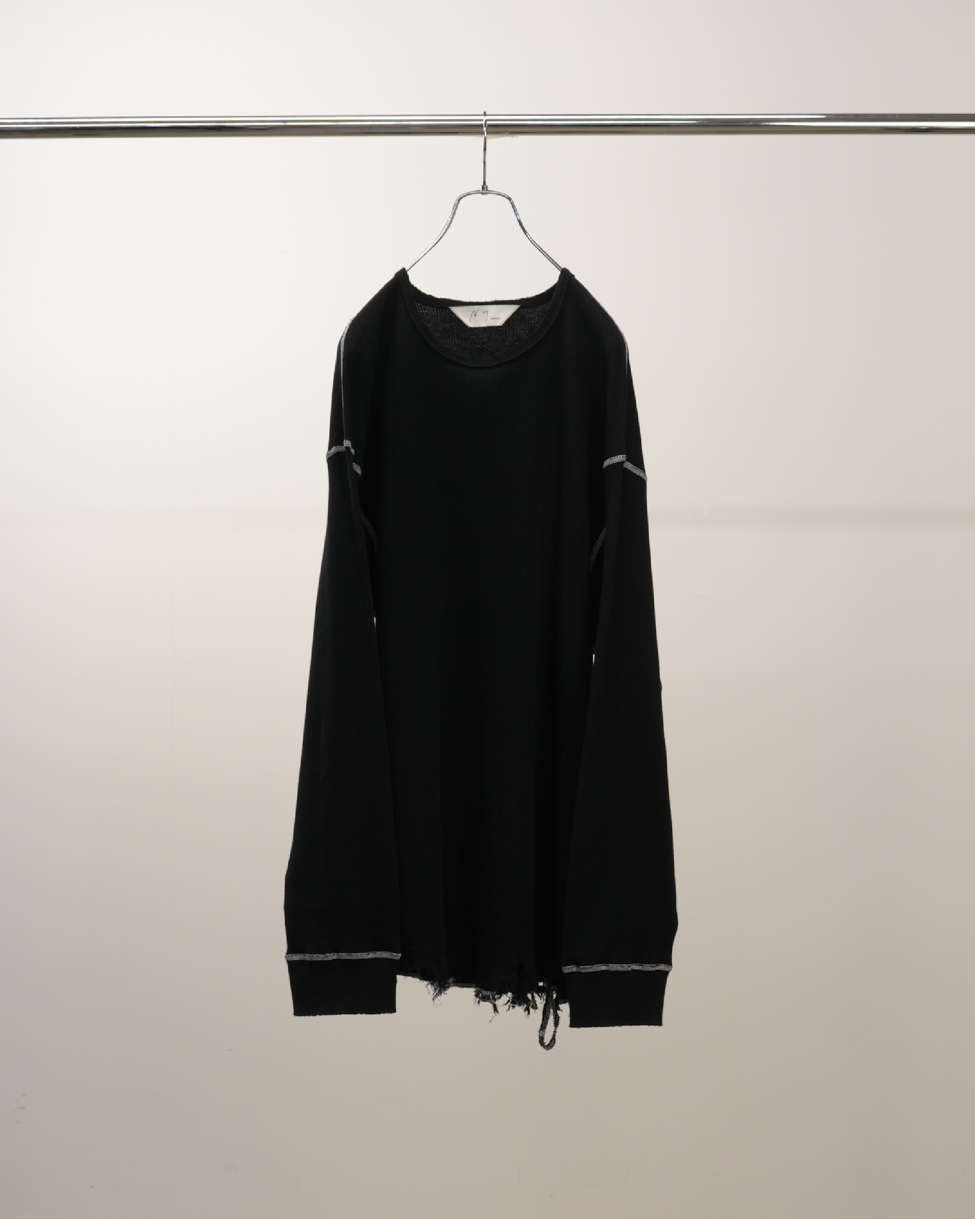 DAMAGE WAFFLE CREW LS T-SHIRT(BLACK)