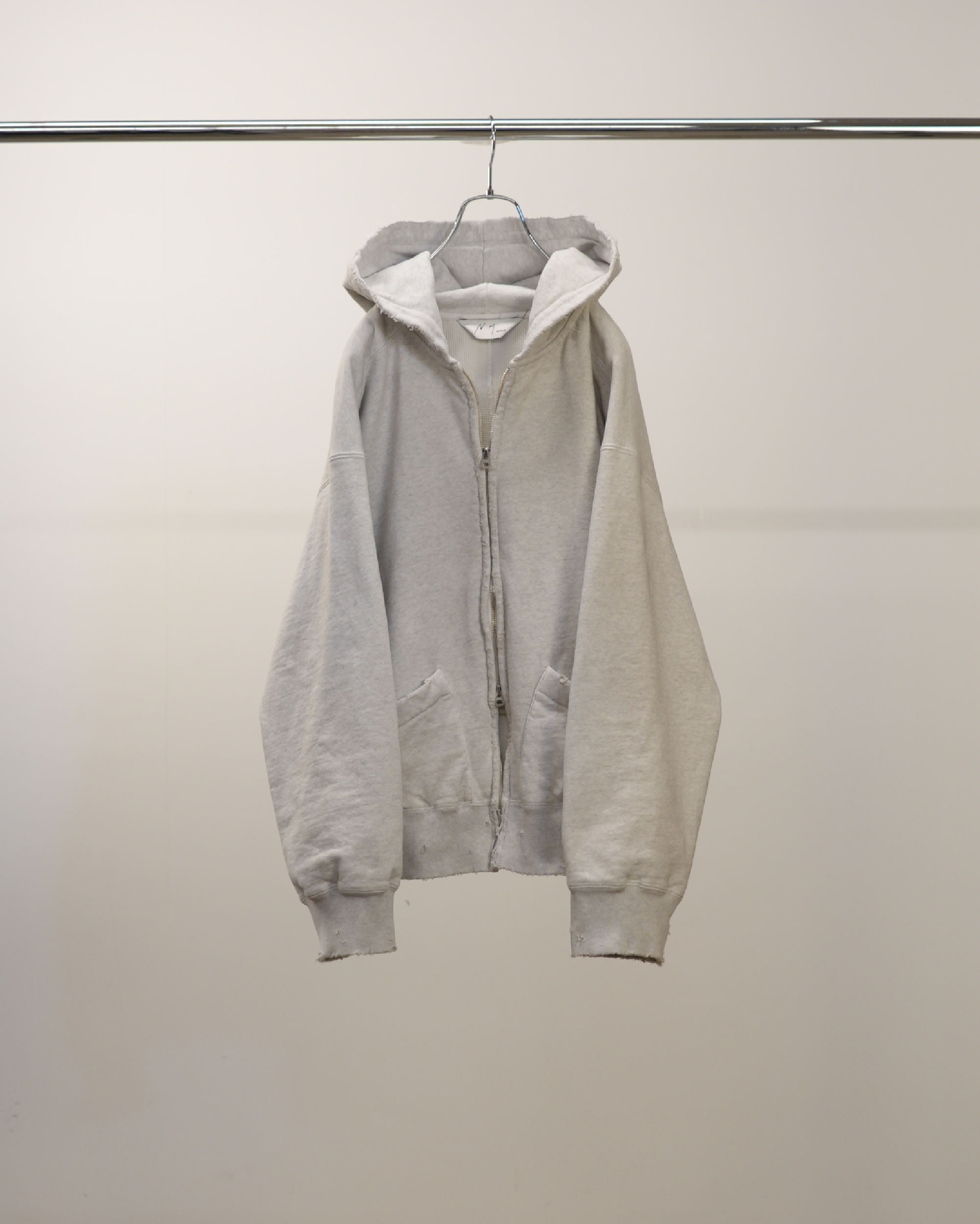 ZIP UP HOODIE(HEATHER WHITE)