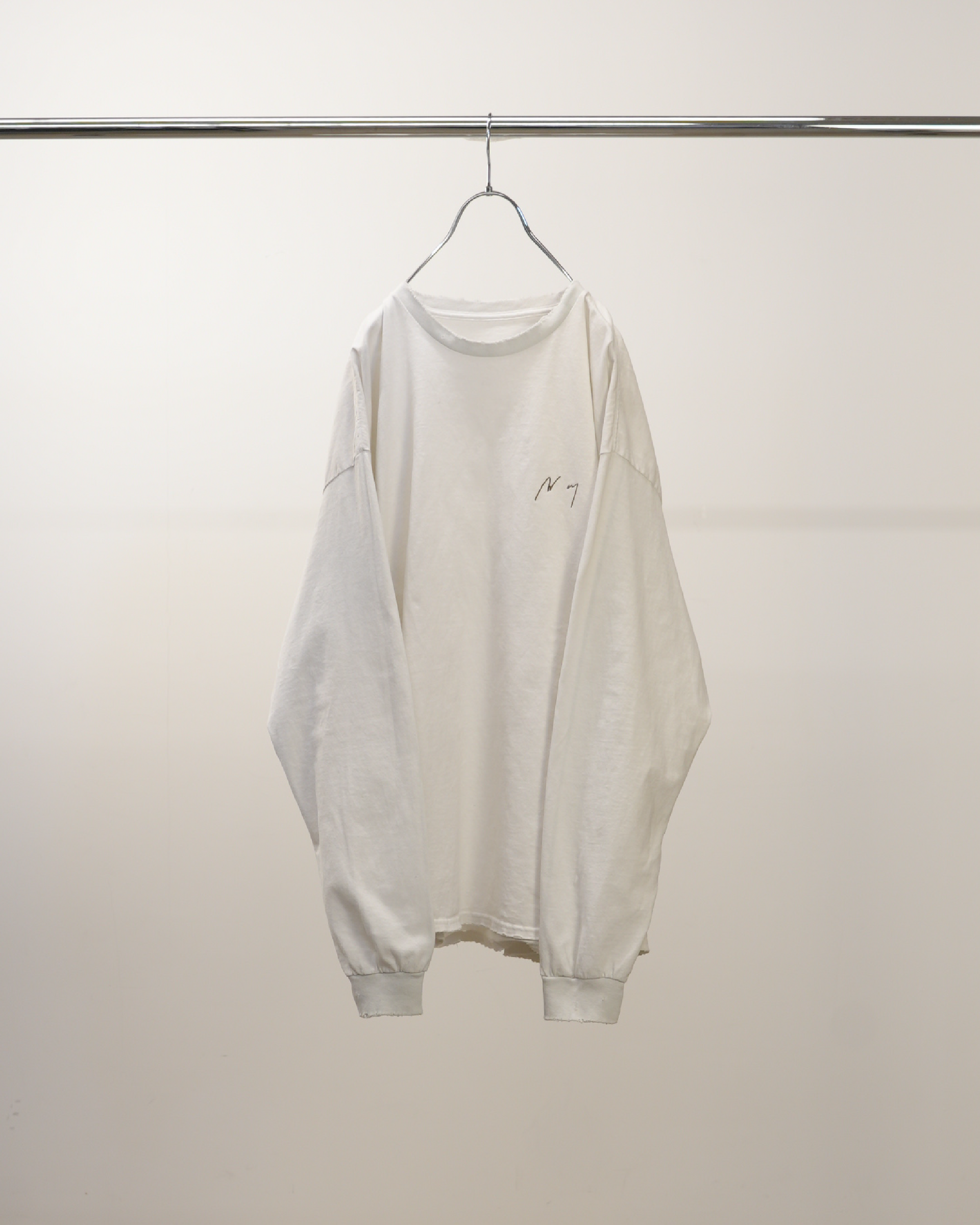 EMBROIDERY DYED LS T-SHIRT(WHITE)