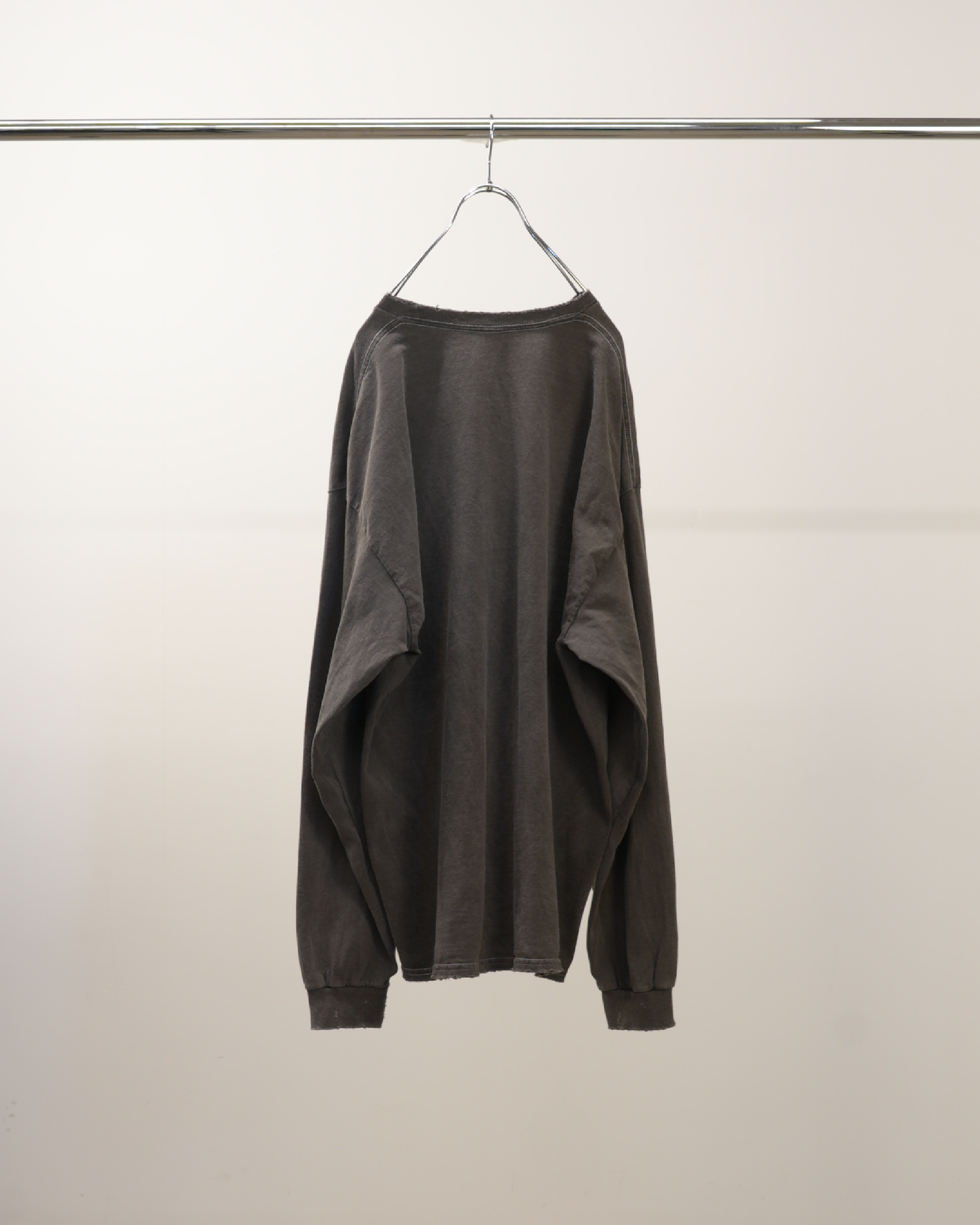 EMBROIDERY DYED LS T-SHIRT(F.BLACK)