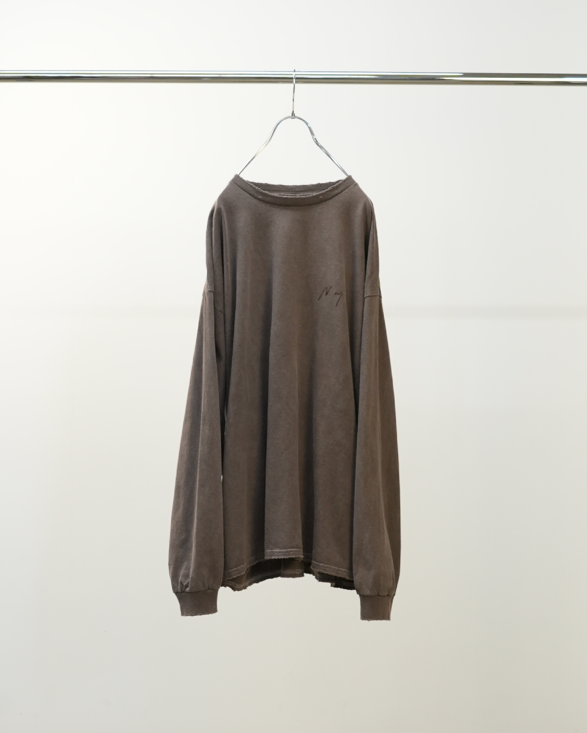 EMBROIDERY DYED LS T-SHIRT(BROWN)