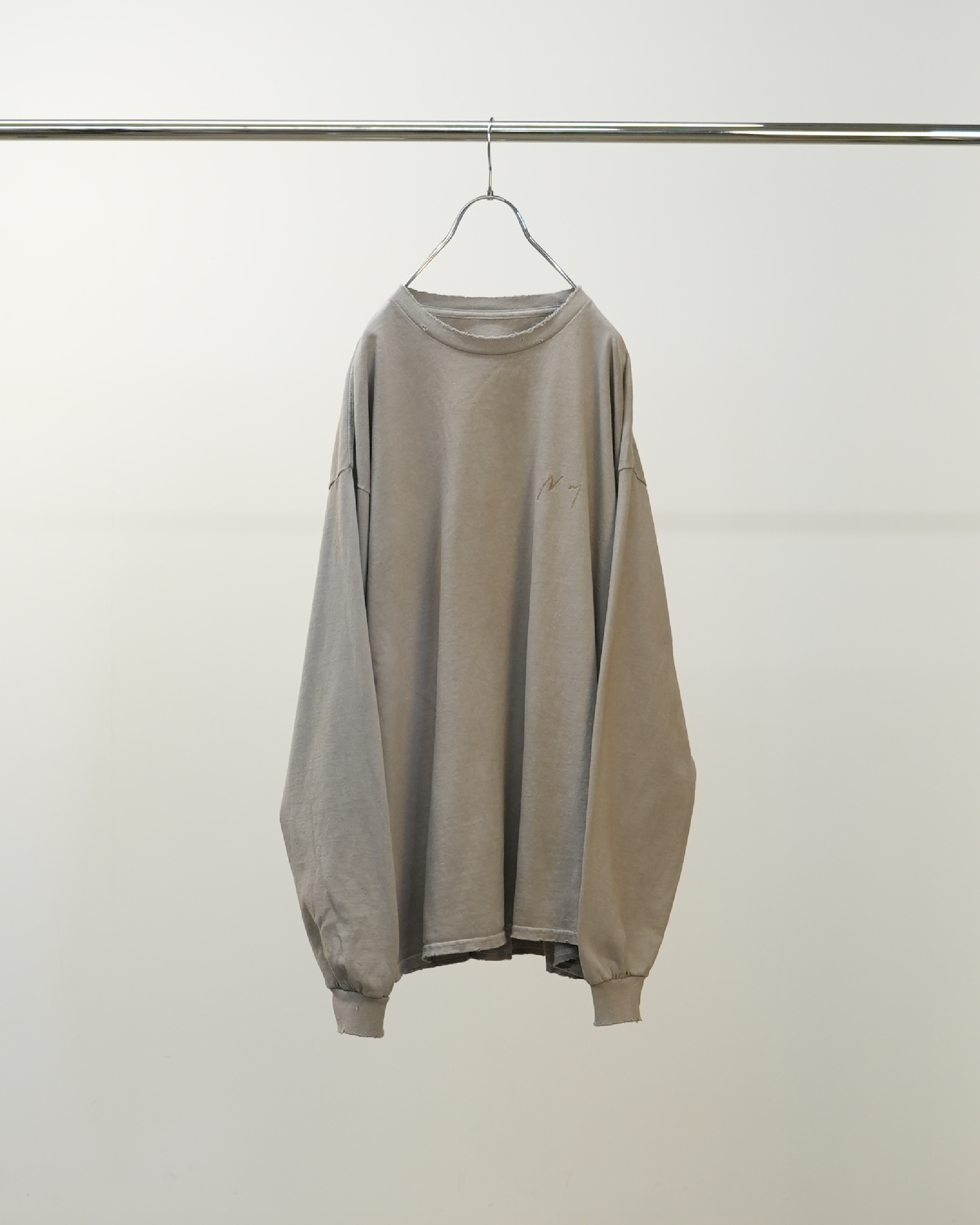 EMBROIDERY DYED LS T-SHIRT(GRAY)