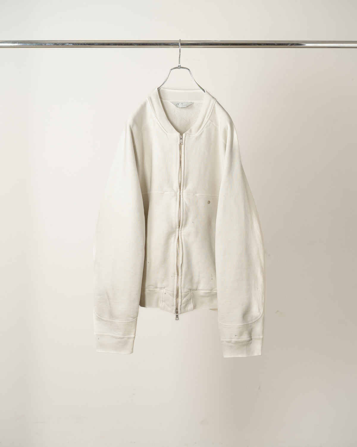 FLEECE-LINED SWEAT VARSITY SHIRT(WHITE)