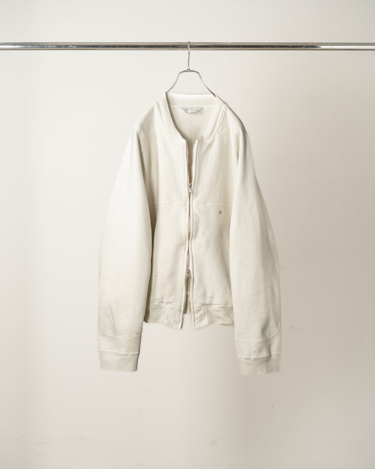 FLEECE-LINED SWEAT VARSITY SHIRT(WHITE)