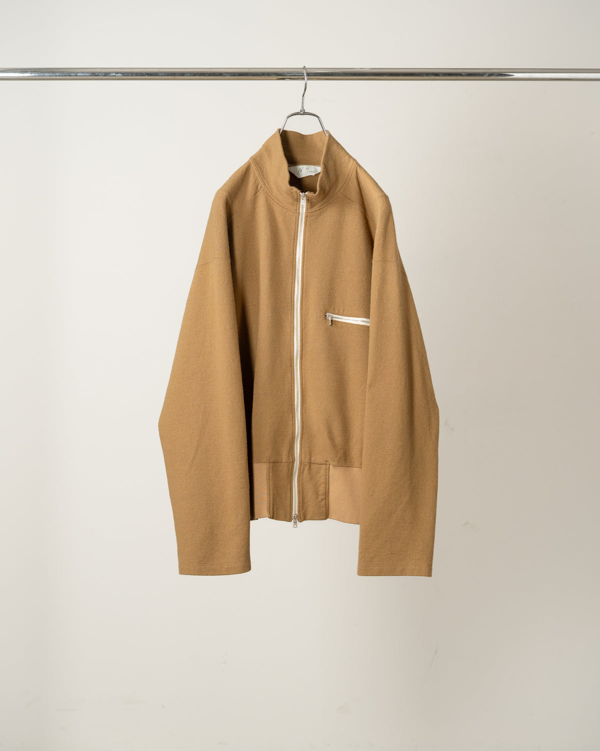 SHRINK WOOL ZIP UP STAND BLOUSON(BEIGE)