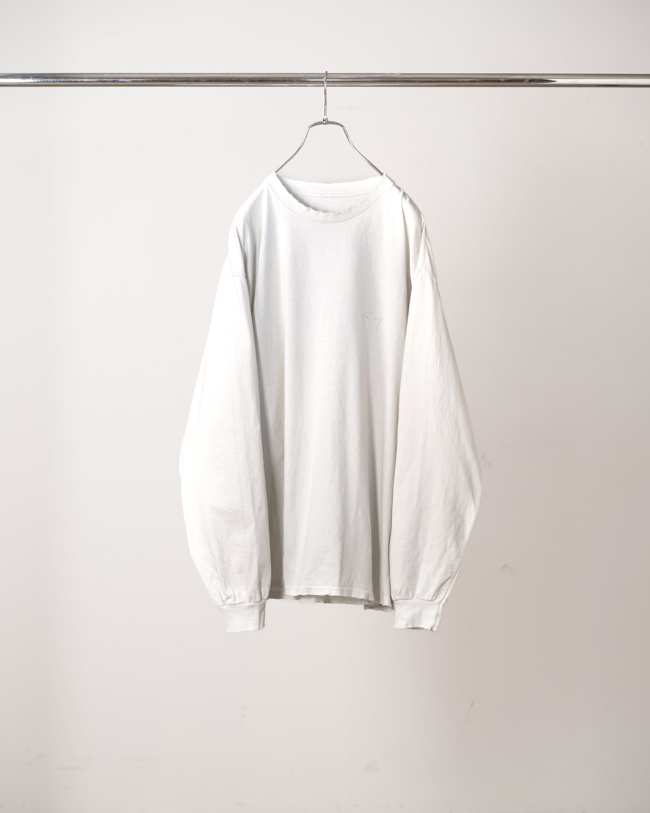 EMBROIDERY DYED LS T-SHIRT(G.WHITE)