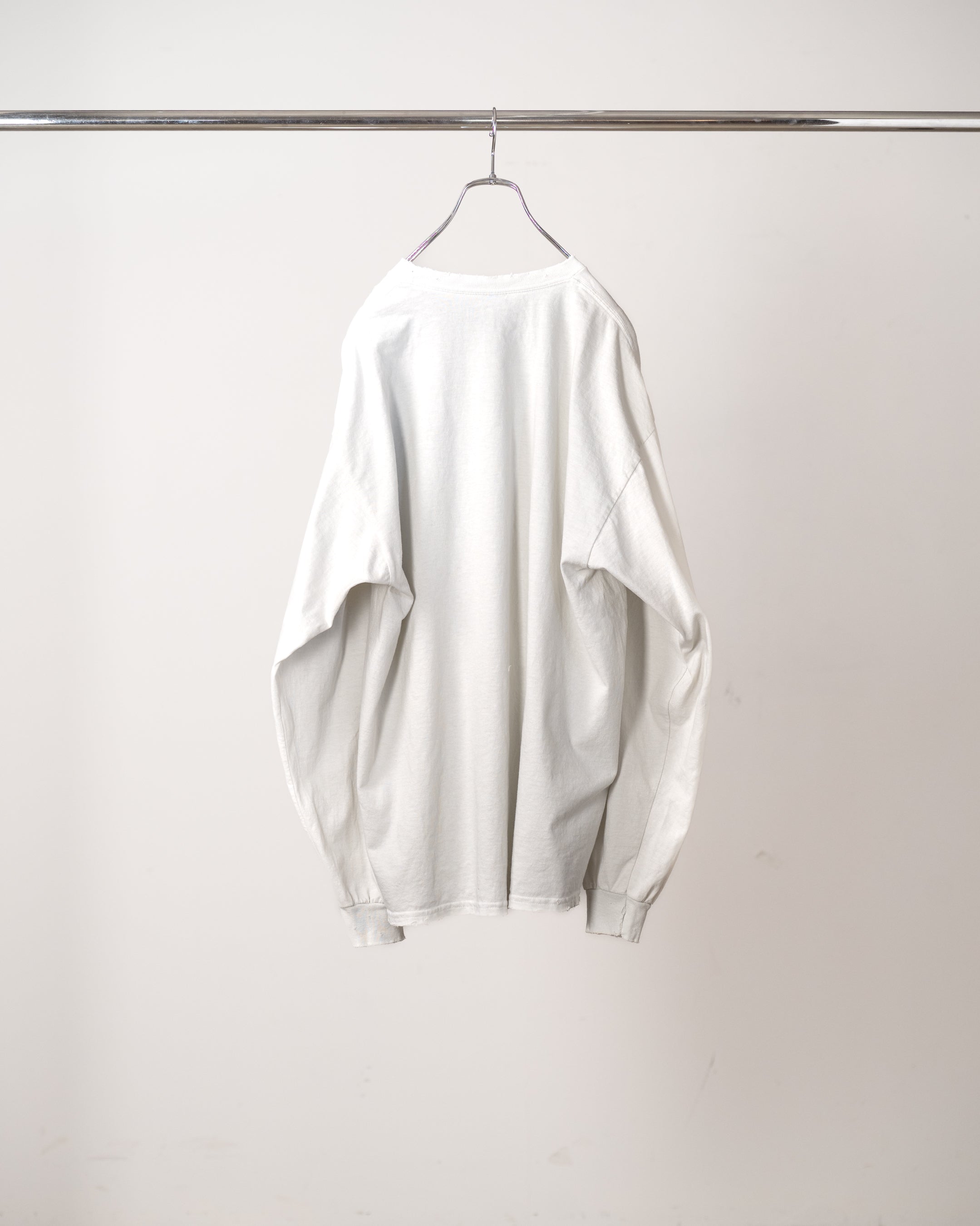 EMBROIDERY DYED LS T-SHIRT(G.WHITE)