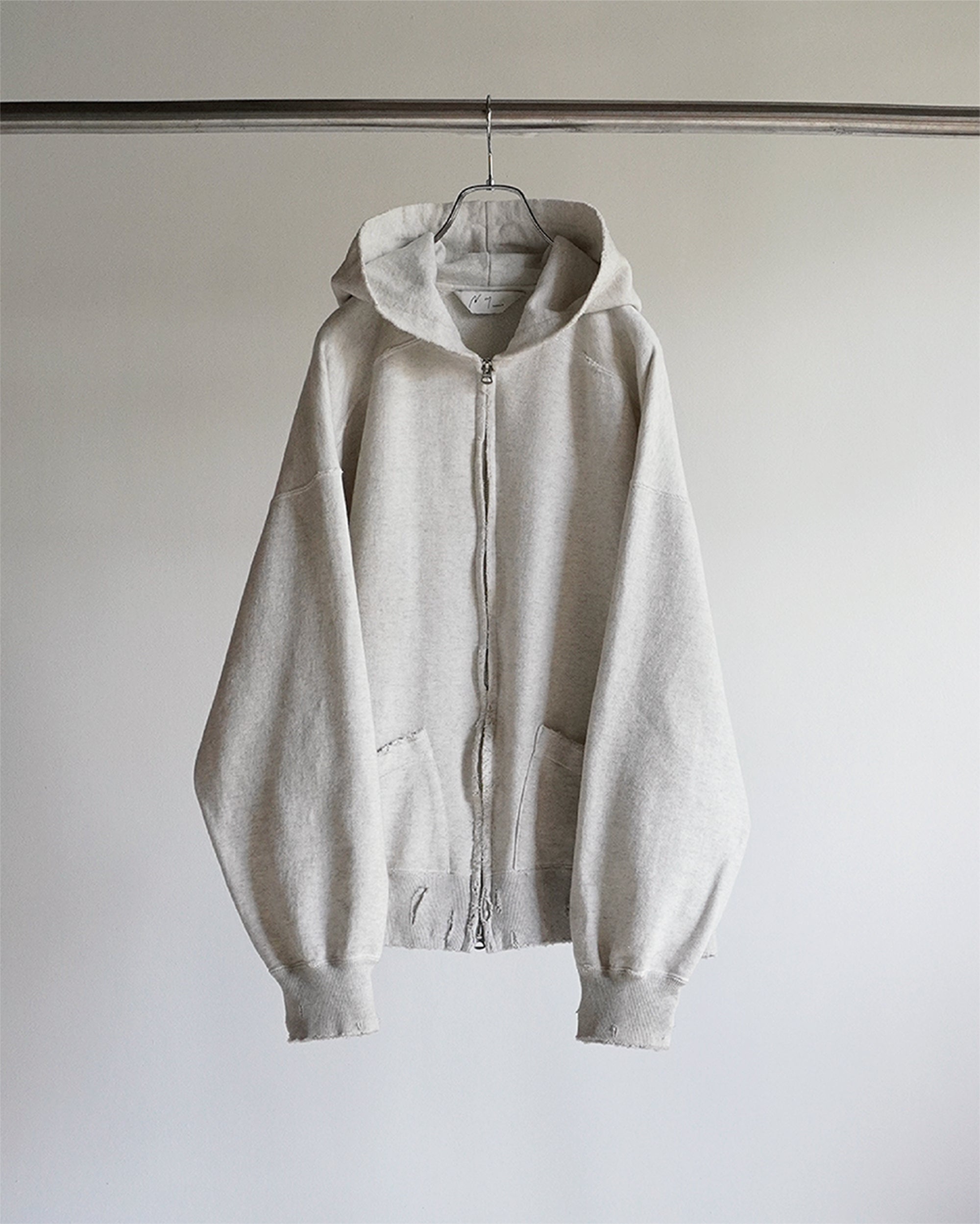 CRASH ZIP HOODIE(HEATHER WHITE)