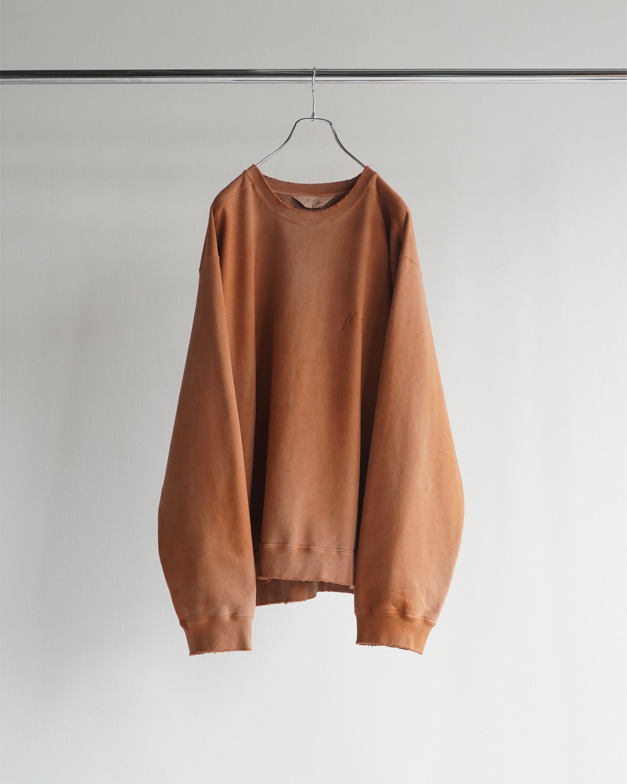 EMBROIDERY UNEVEN OVER SWEAT SHIRT(TERRACOTTA)