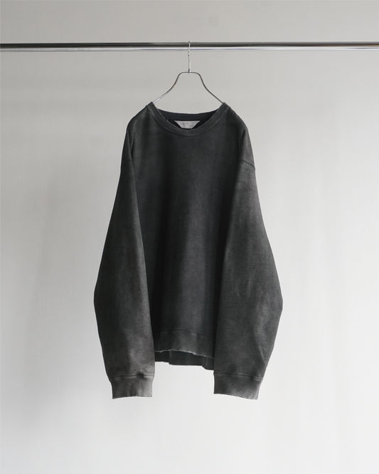 EMBROIDERY UNEVEN OVER SWEAT SHIRT(BLACK)