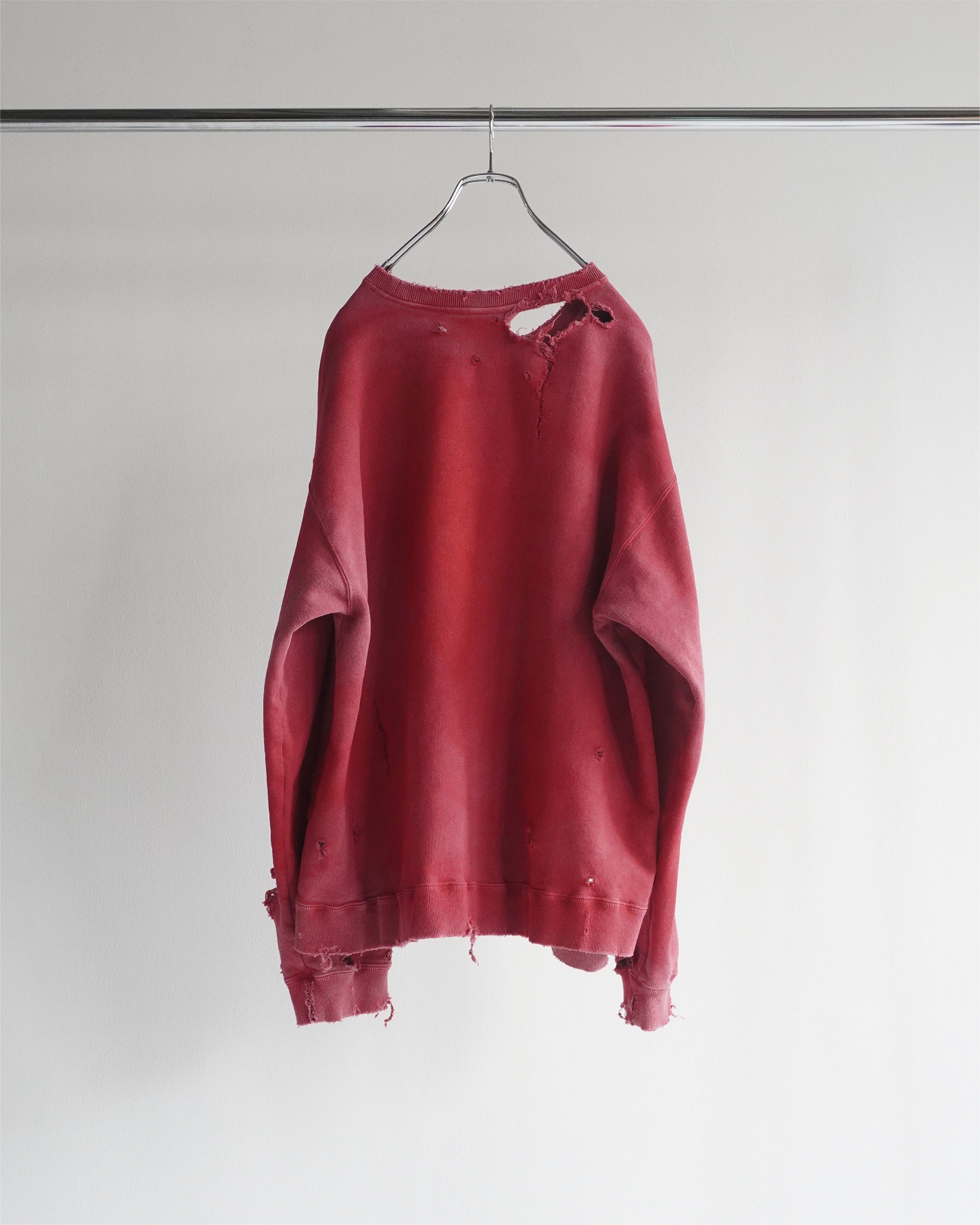 CRASH UNEVEN OVER SWEAT SHIRT(RED)