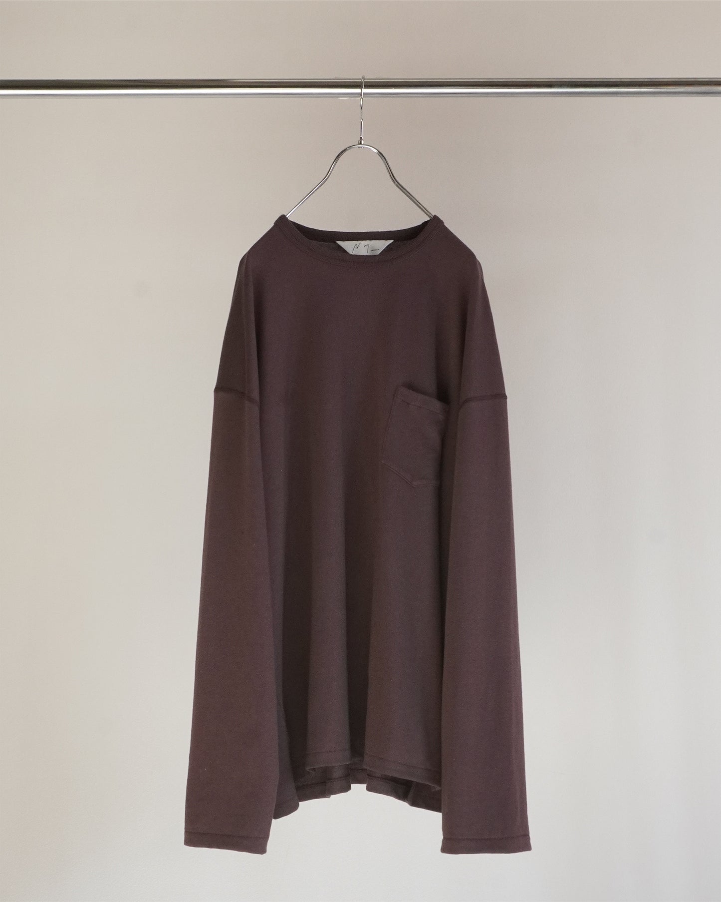 C/R OVER CREWNECK LS T-SHIRT(BROWN)