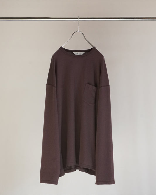 C/R OVER CREWNECK LS T-SHIRT(BROWN)