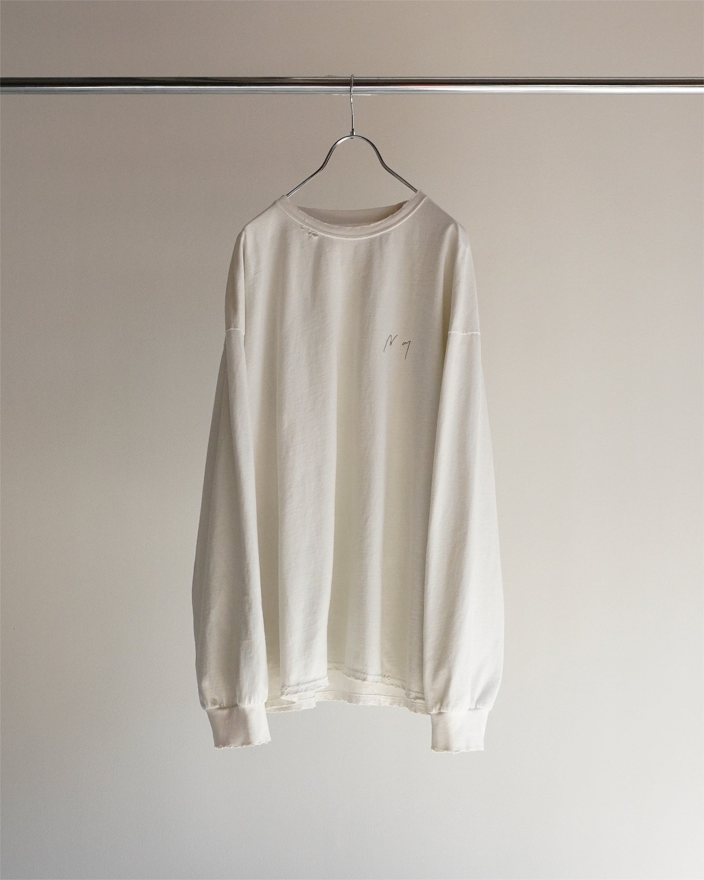 EMBROIDERY DYED LS T-SHIRT(WHITE)