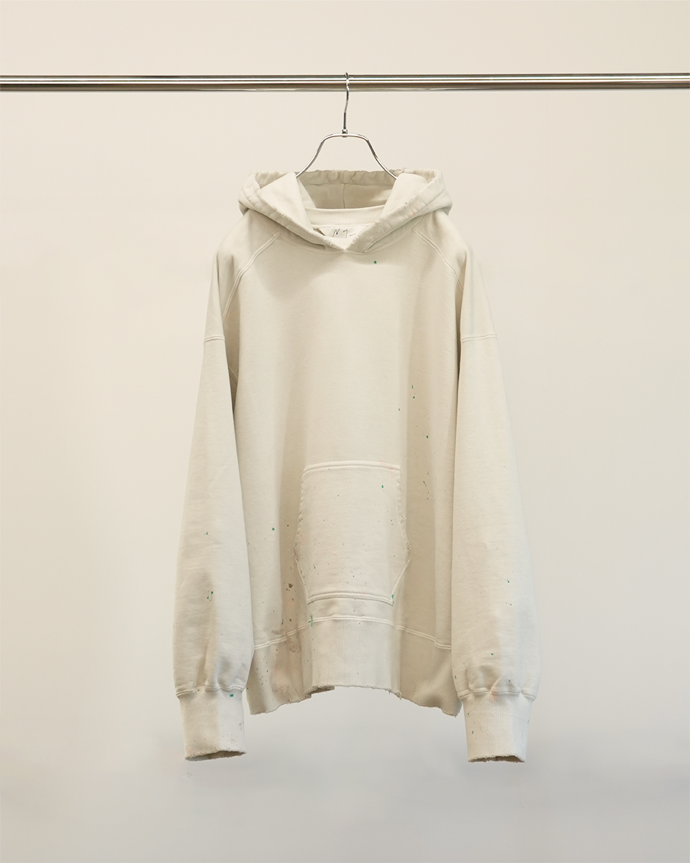 DYED DAMAGE HOODIE(OFF WHITE)