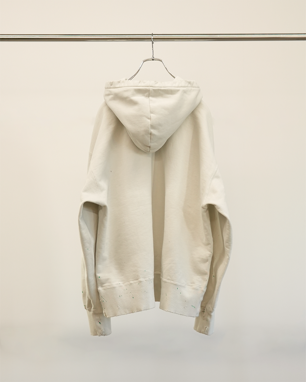 DYED DAMAGE HOODIE(OFF WHITE)