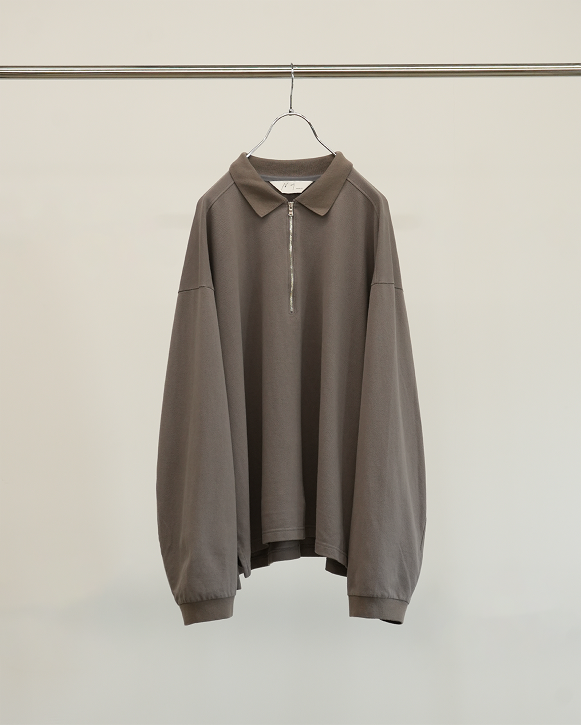 HALF ZIP POLO LS SHIRT(GRAY)