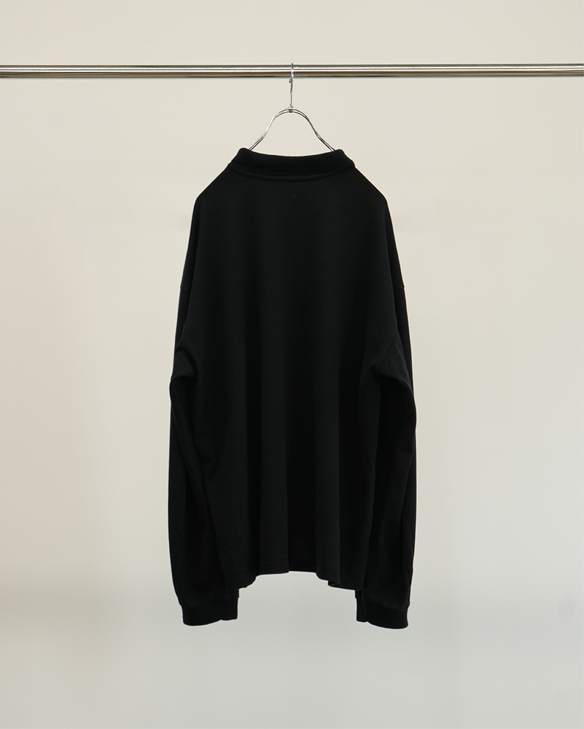 HALF ZIP POLO LS SHIRT(BLACK)