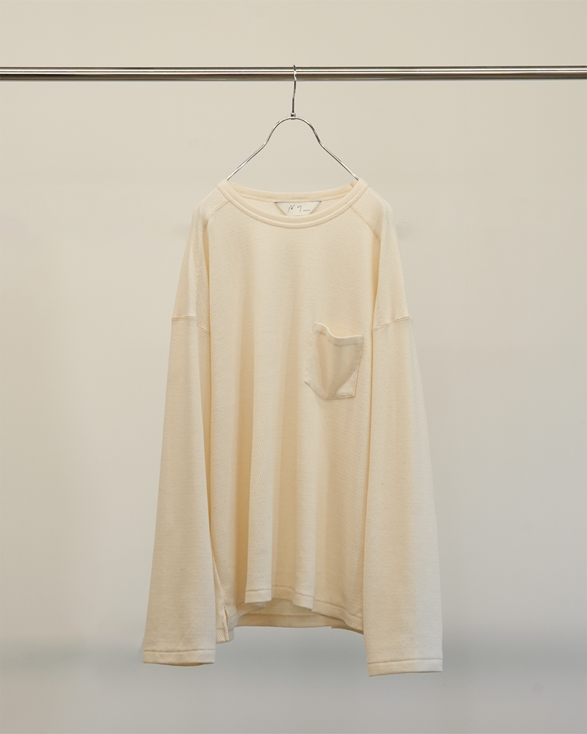 WAFFLE CREW NECK LS T-SHIRT(IVORY)