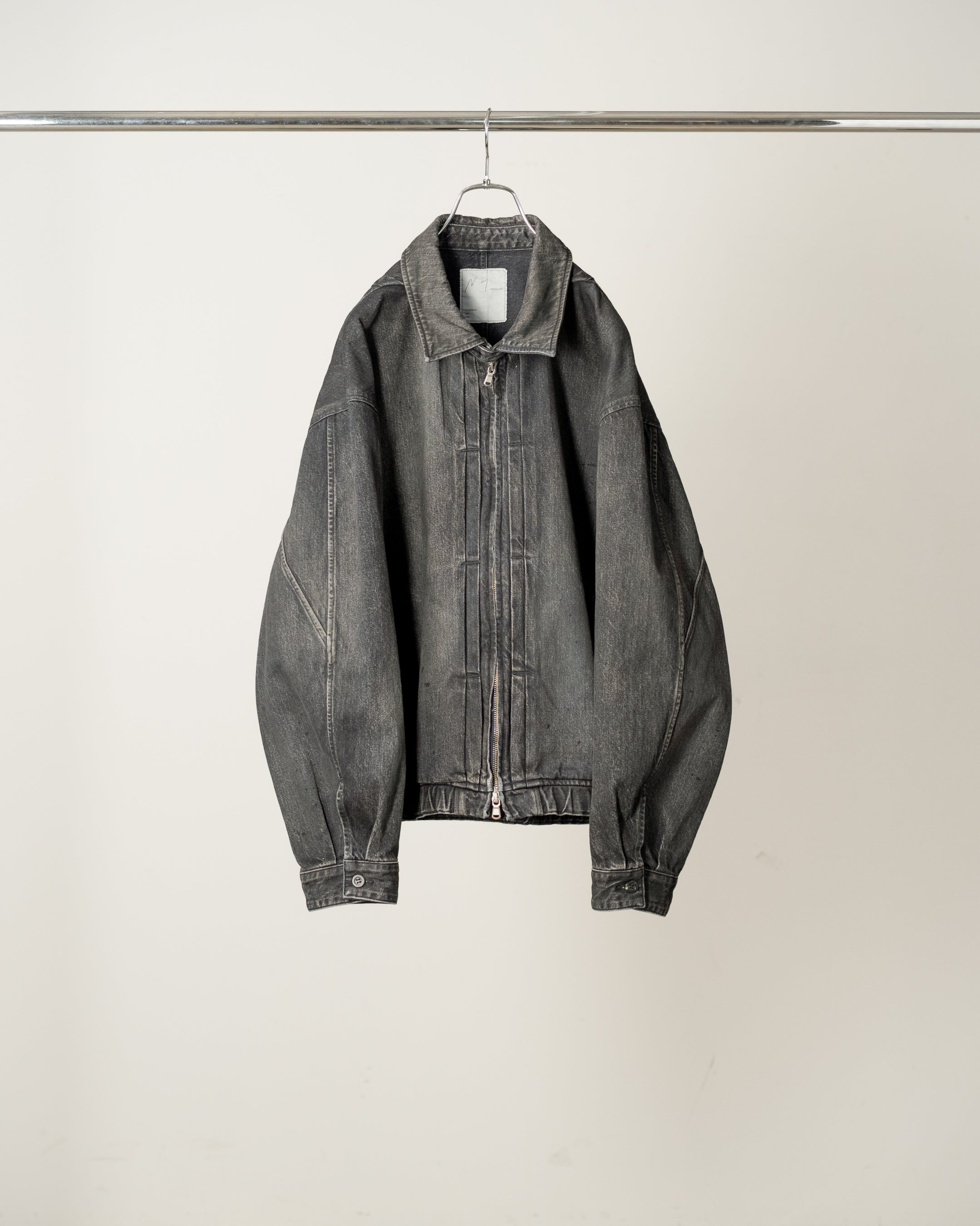 AGING DENIM TUCK JACKET(BLACK)