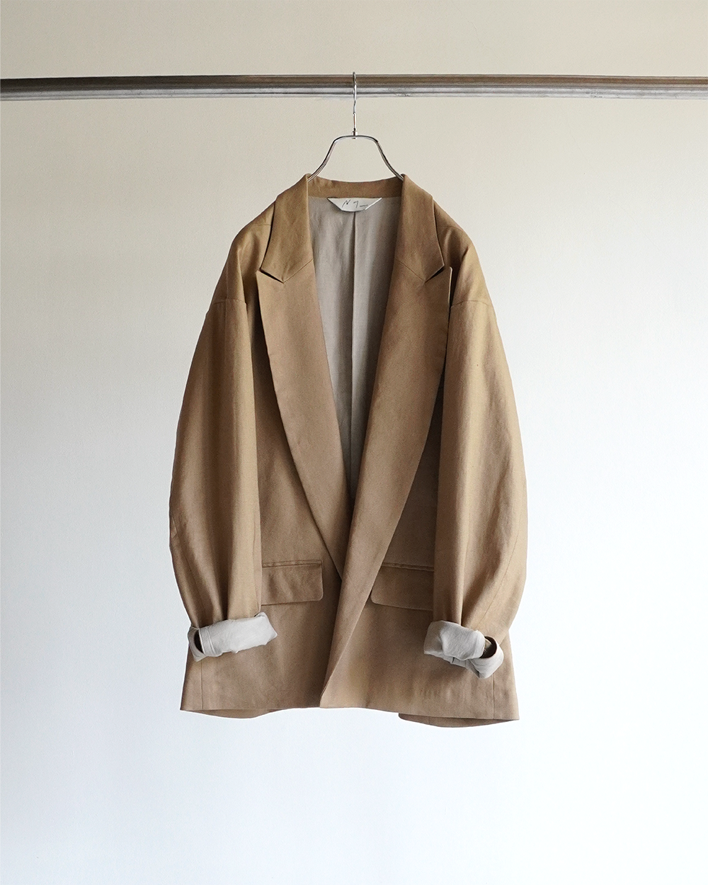 [30%OFF]BUTTONLESS TAILORED JACKET(BEIGE)