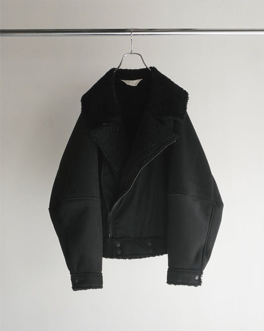 VEGAN LEATHER BOA ZIP JACKET