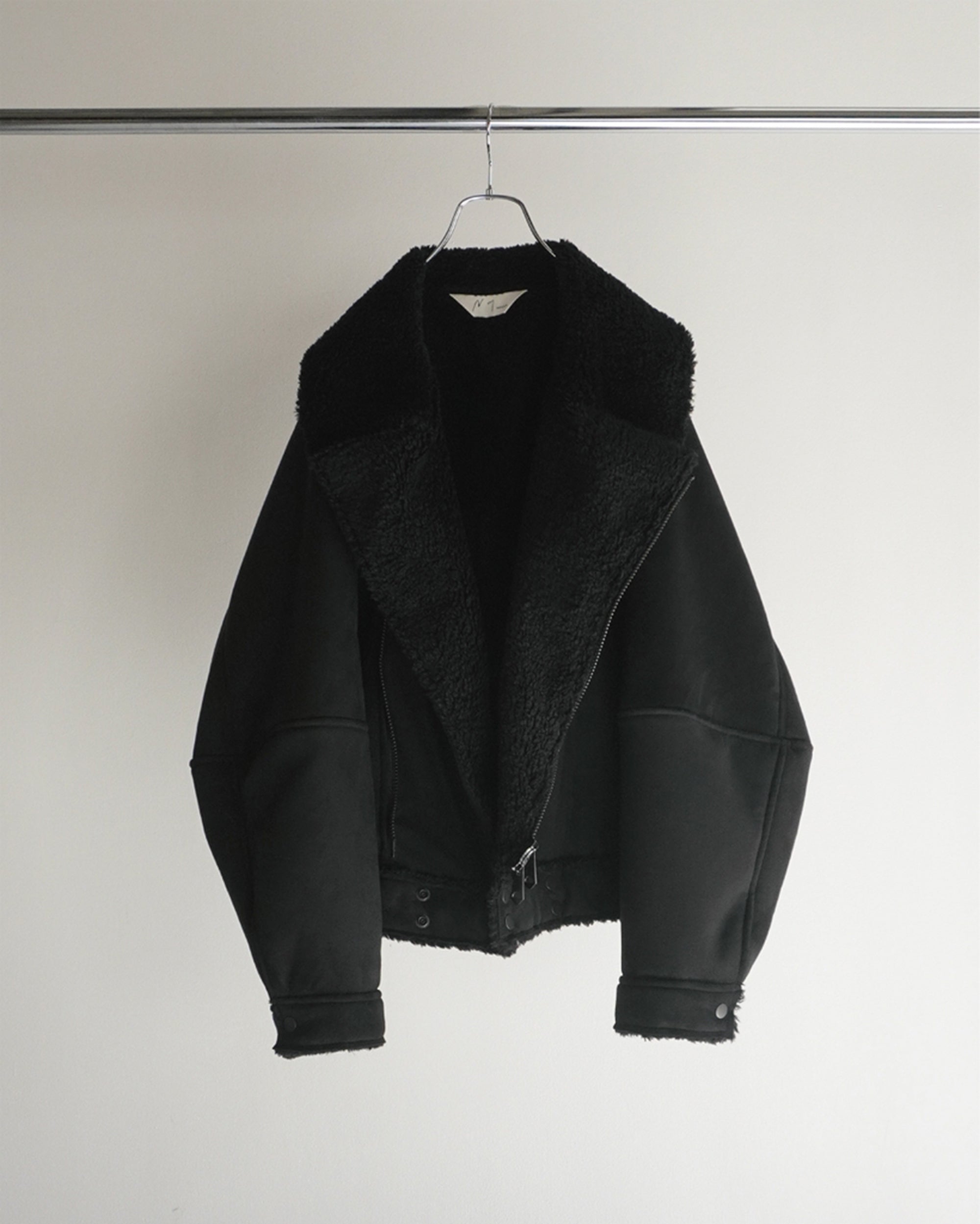 VEGAN LEATHER BOA ZIP JACKET