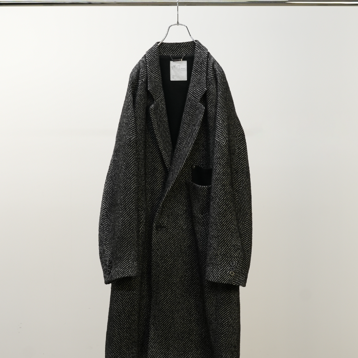 SEMI-DOUBLE CHESTER COAT(WHITE×BLACK)