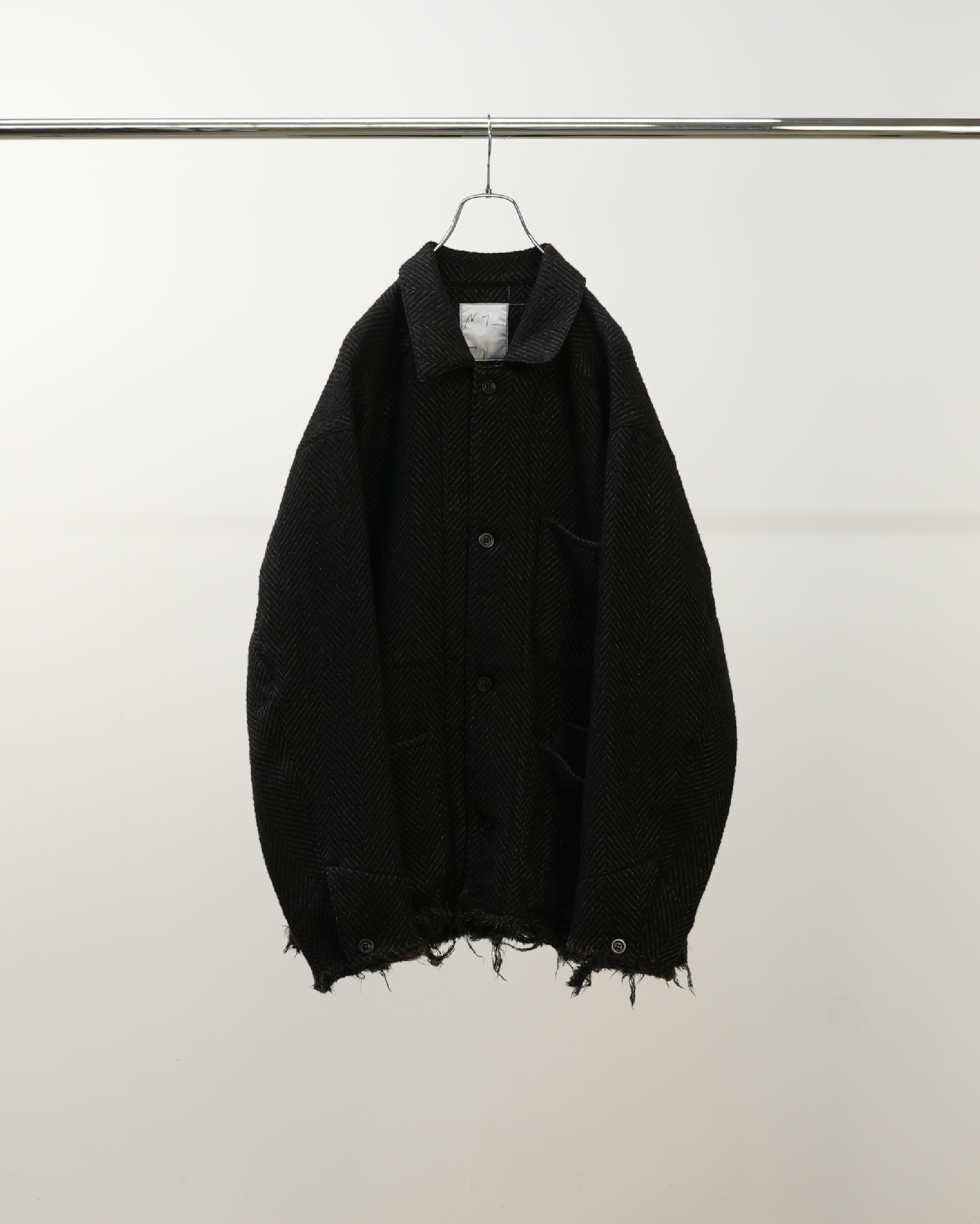 DAMAGE WOOL HERRINGBONE COVER ALL(BROWN×BLACK)