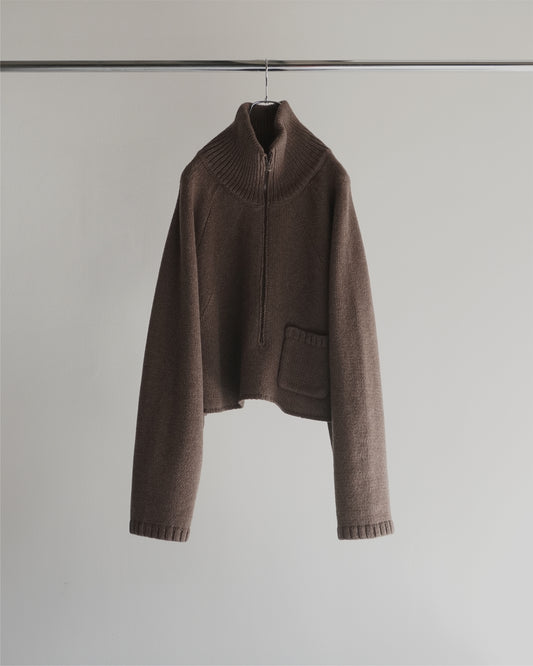 SHORT LENGTH HALFZIP KNIT(BROWN)