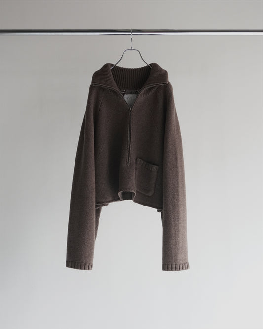 SHORT LENGTH HALFZIP KNIT(BROWN)