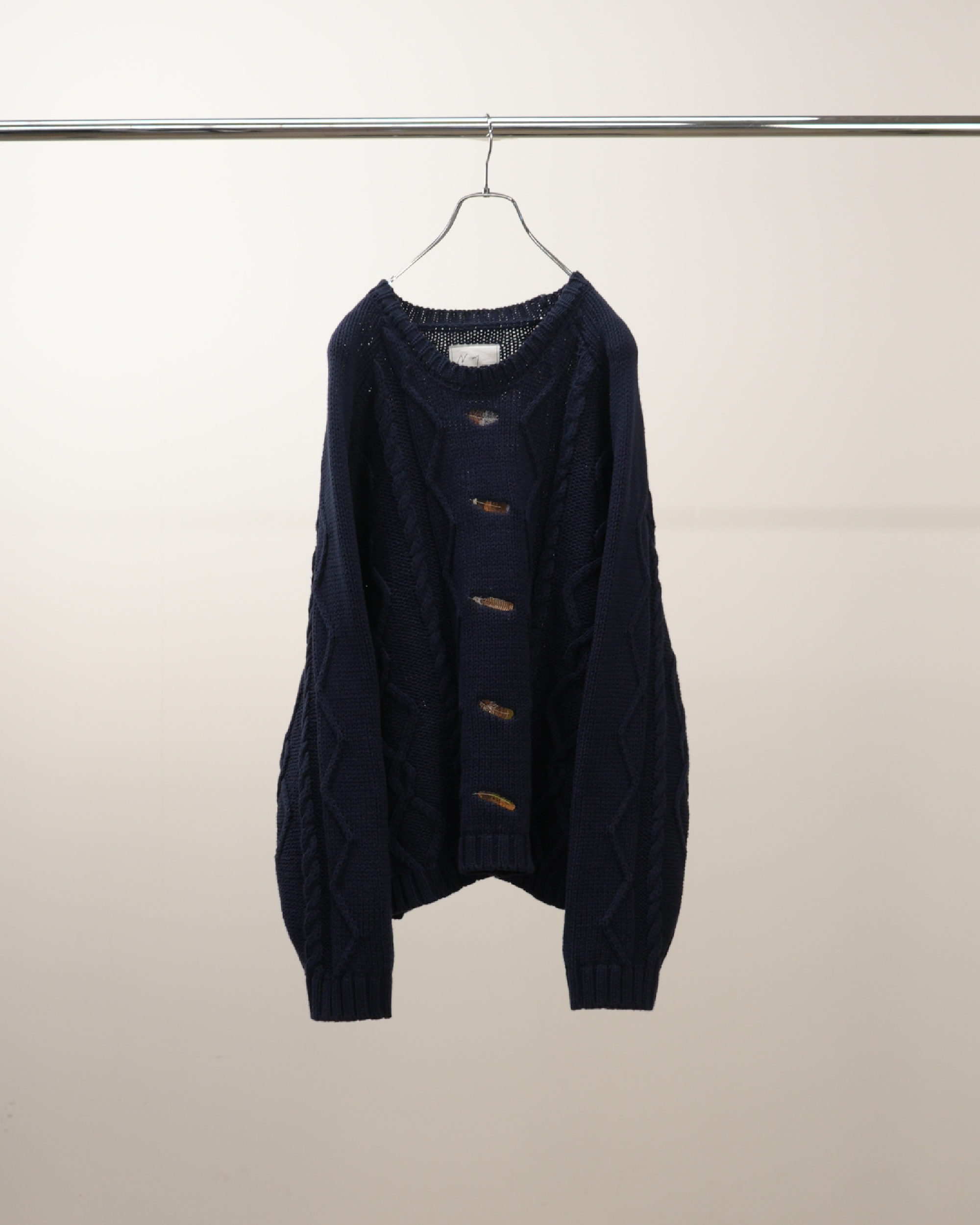 EMBROIDERY CABLE STITCH KNIT(NAVY)