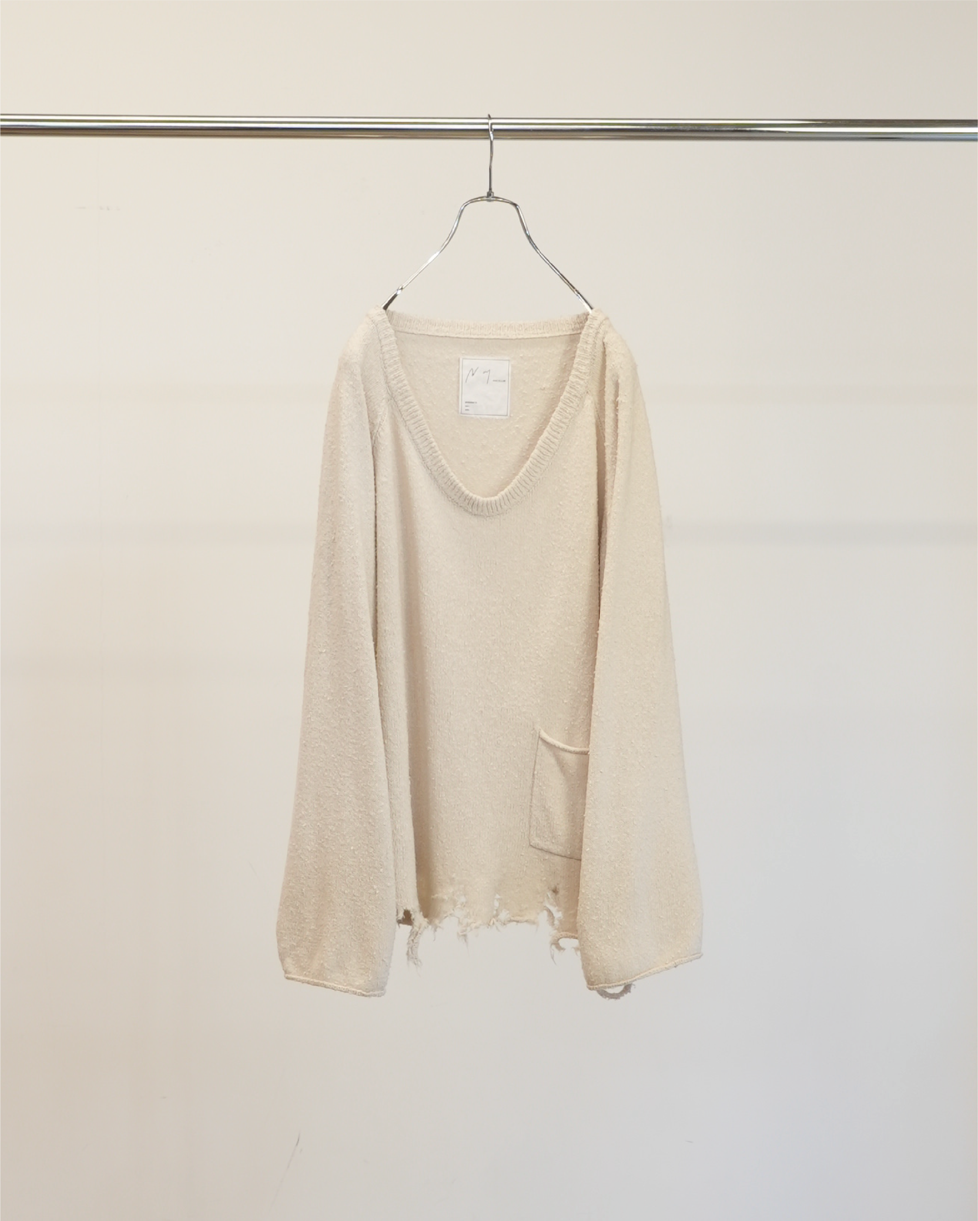 DAMAGE SILK UVNECK KNIT(OFF)