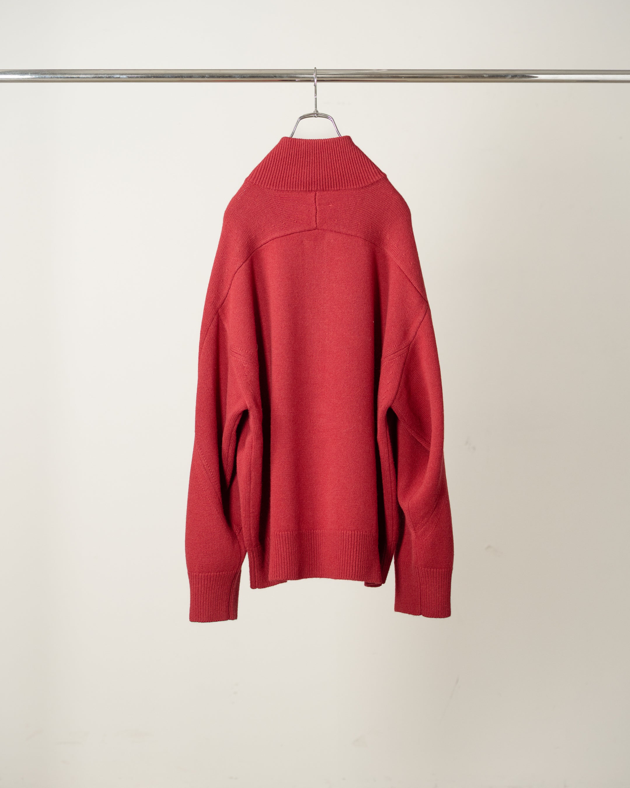 BUTTON-FRONT KNIT BLOUSON(RED)