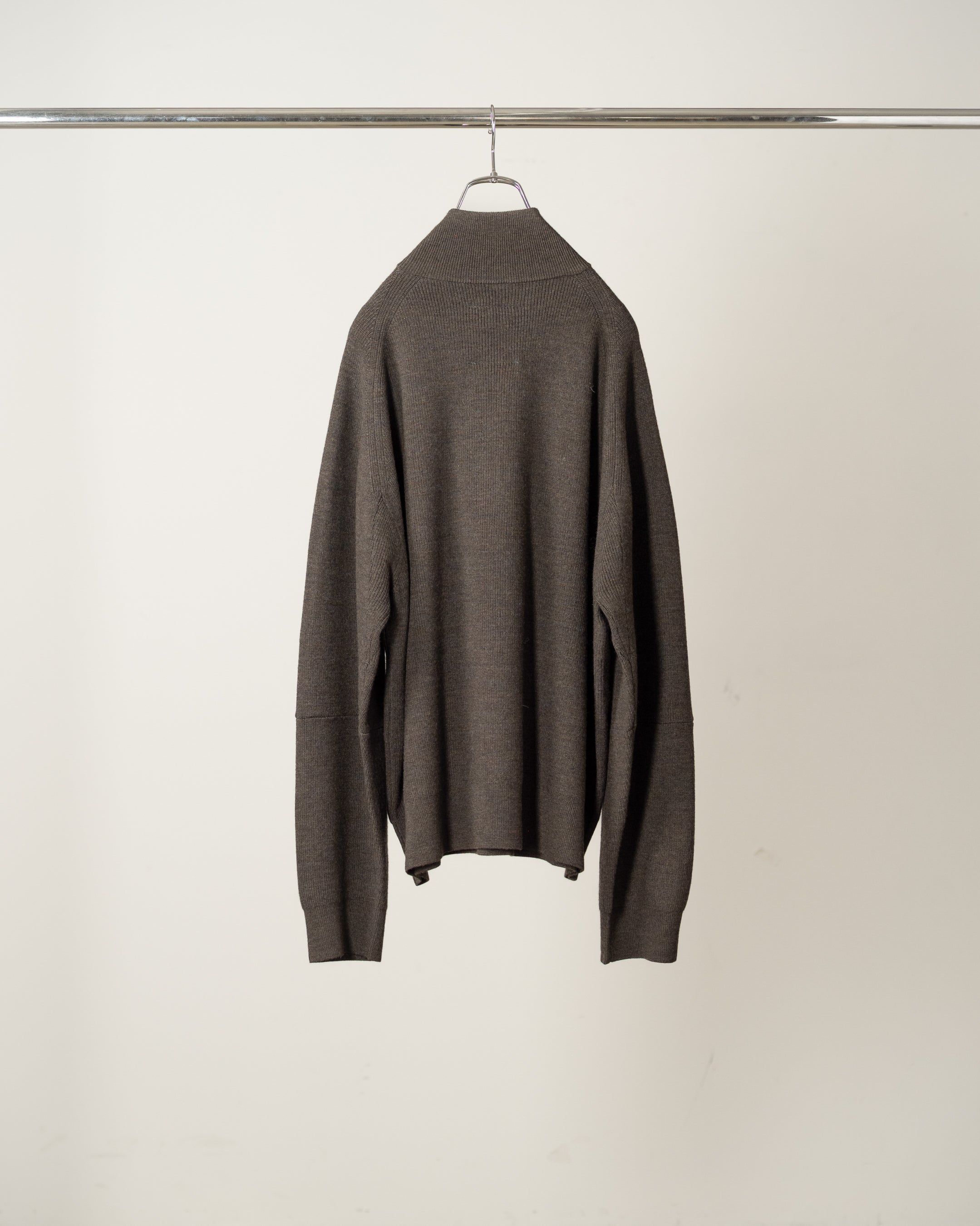 120'S WOOL HALF ZIP KNIT(MARRON)